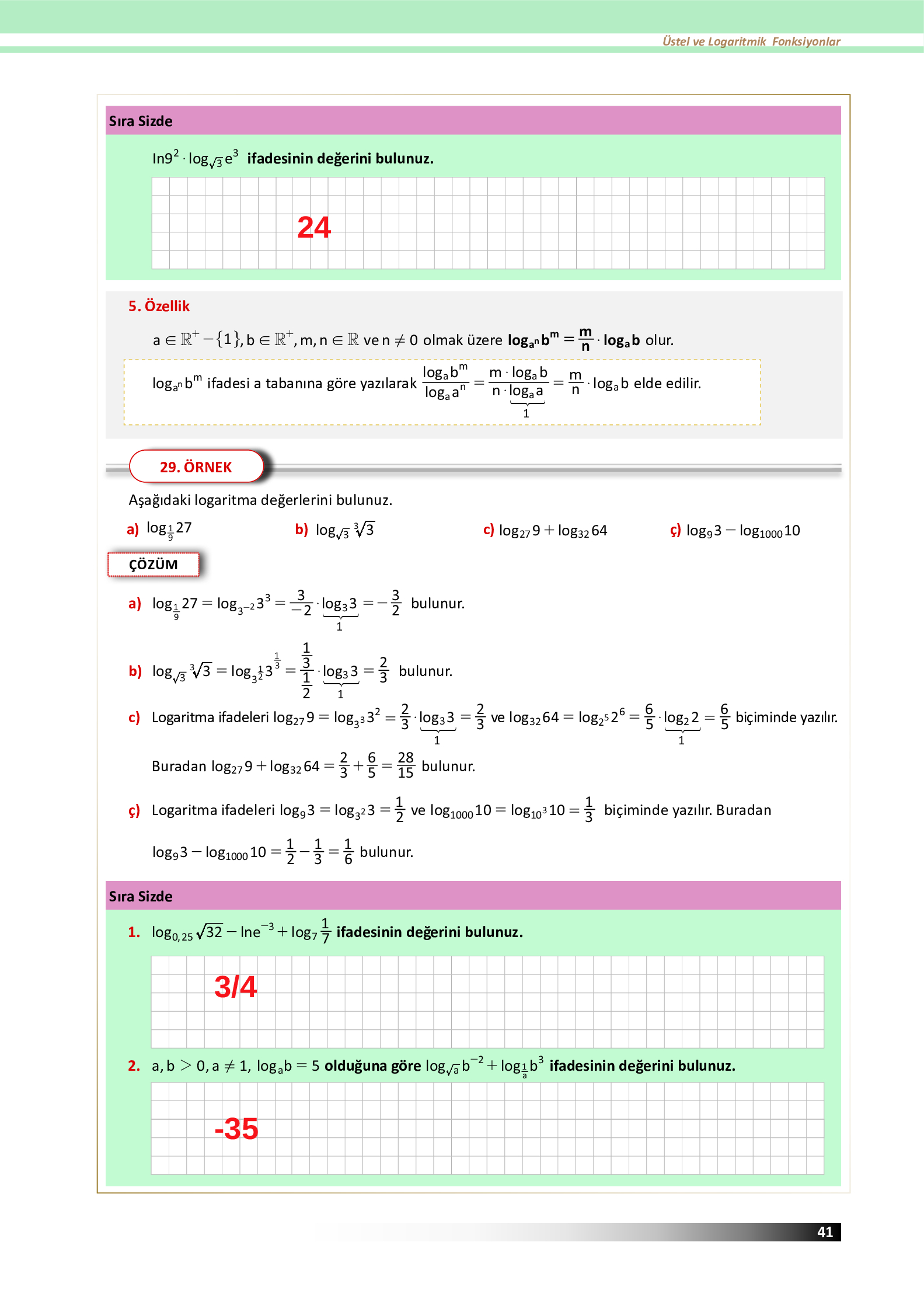 12. Sınıf Meb Yayınları Fen Lisesi Matematik Ders Kitabı Sayfa 41 Cevapları