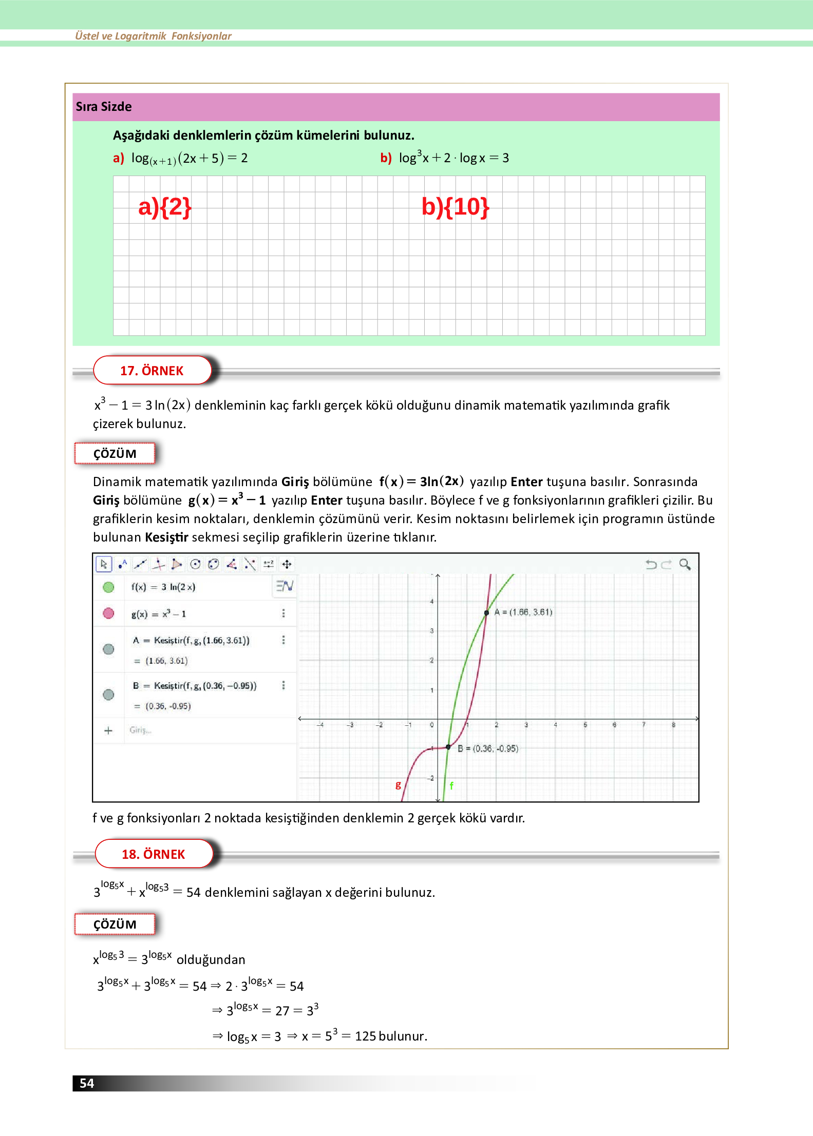 12. Sınıf Meb Yayınları Fen Lisesi Matematik Ders Kitabı Sayfa 54 Cevapları