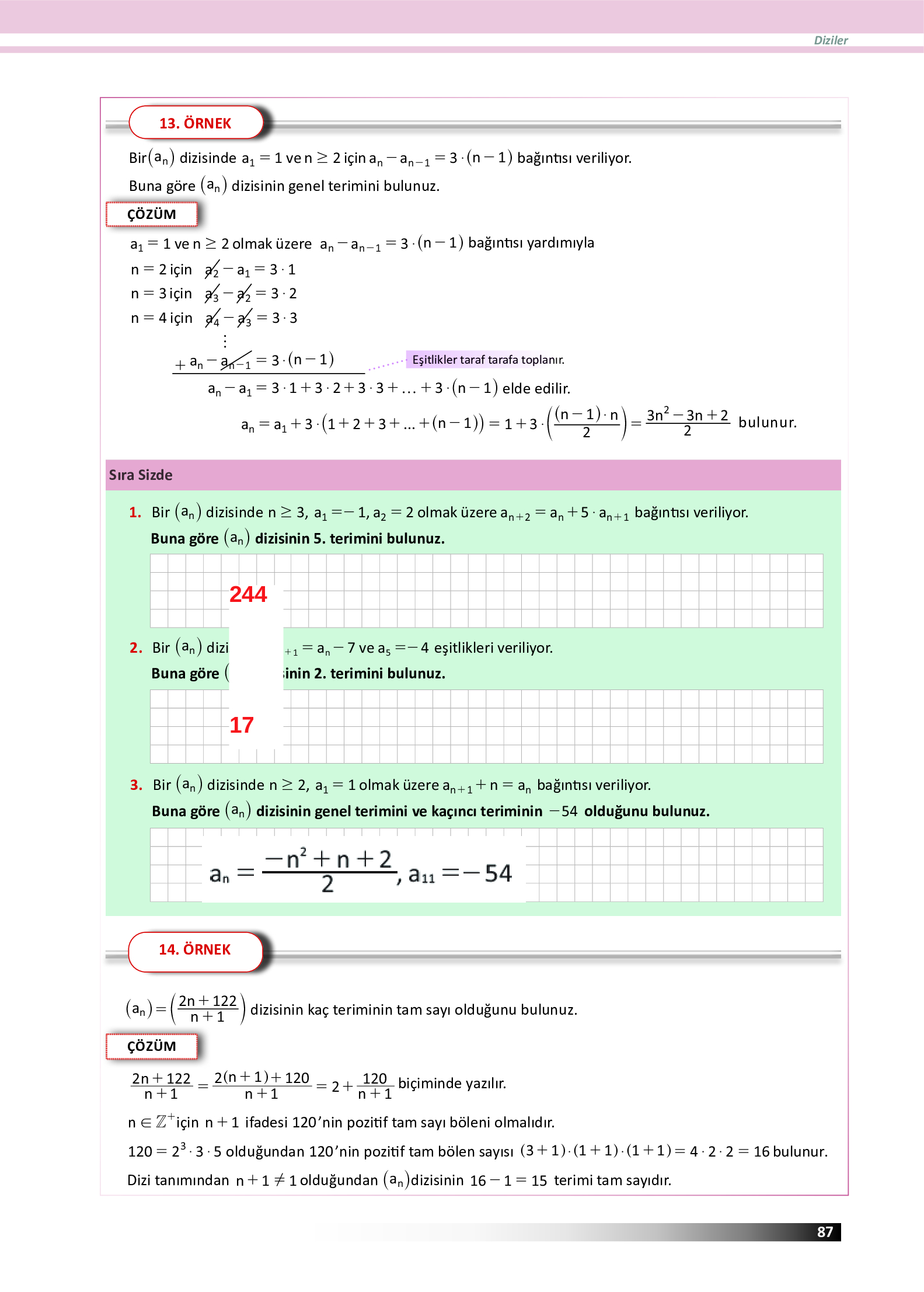 12. Sınıf Meb Yayınları Fen Lisesi Matematik Ders Kitabı Sayfa 87 Cevapları 12. Sınıf Meb Yayınları Fen Lisesi Matematik Ders Kitabı Sayfa 87 Cevapları