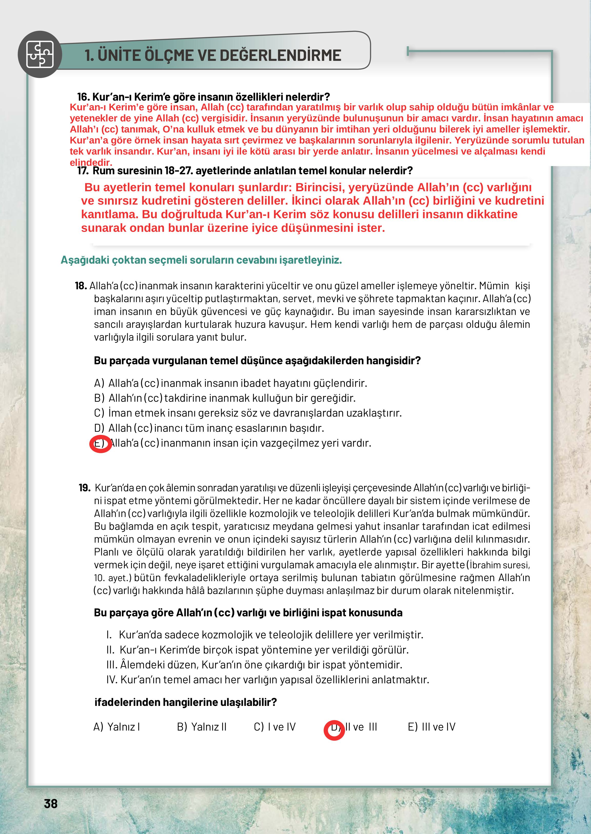 10. Sınıf Meb Yayınları Din Kültürü Ve Ahlak Bilgisi Ders Kitabı Sayfa 38 Cevapları