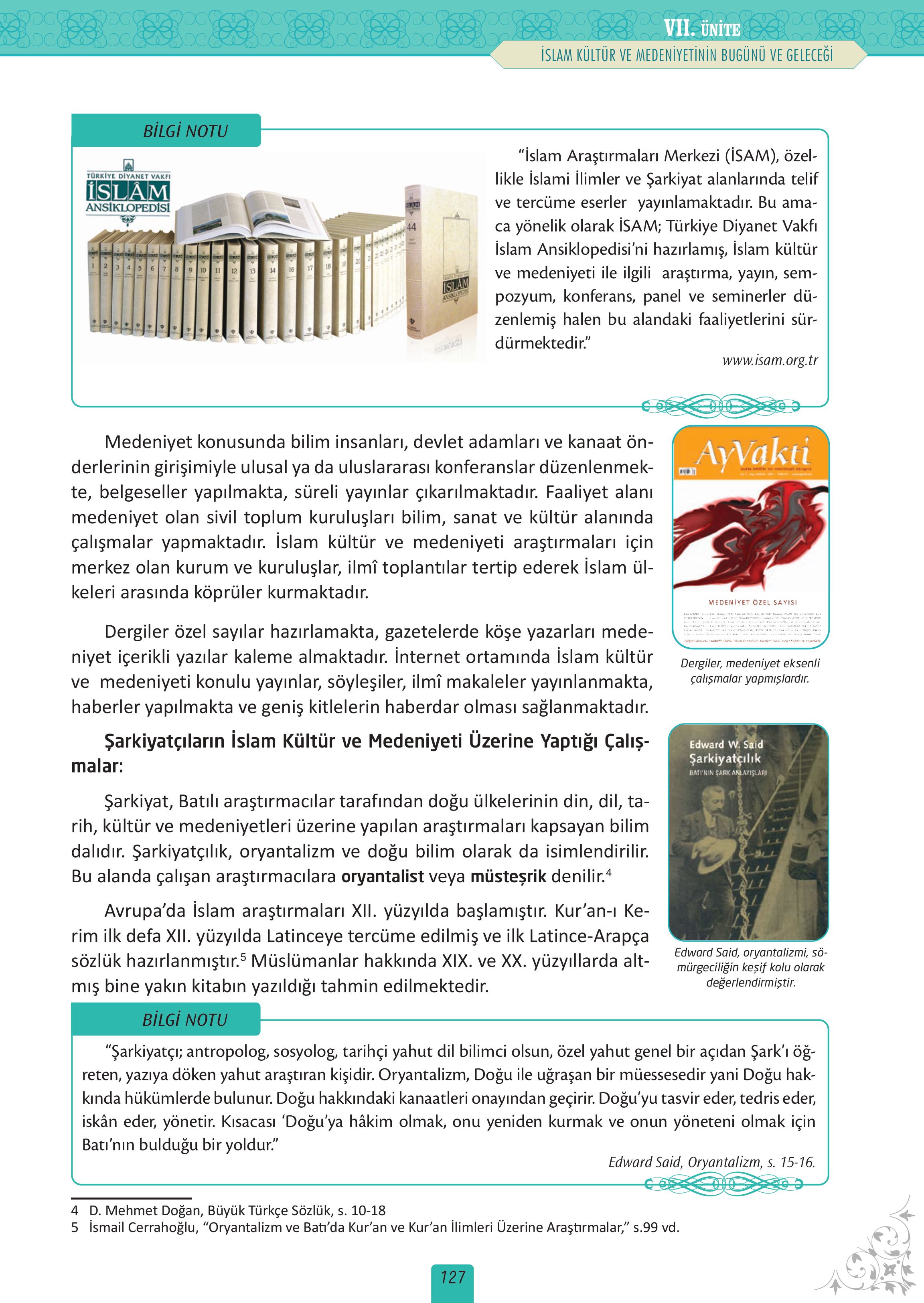 12. Sınıf Meb Yayınları İslam Kültür Ve Medeniyeti Ders Kitabı Sayfa 127 Cevapları