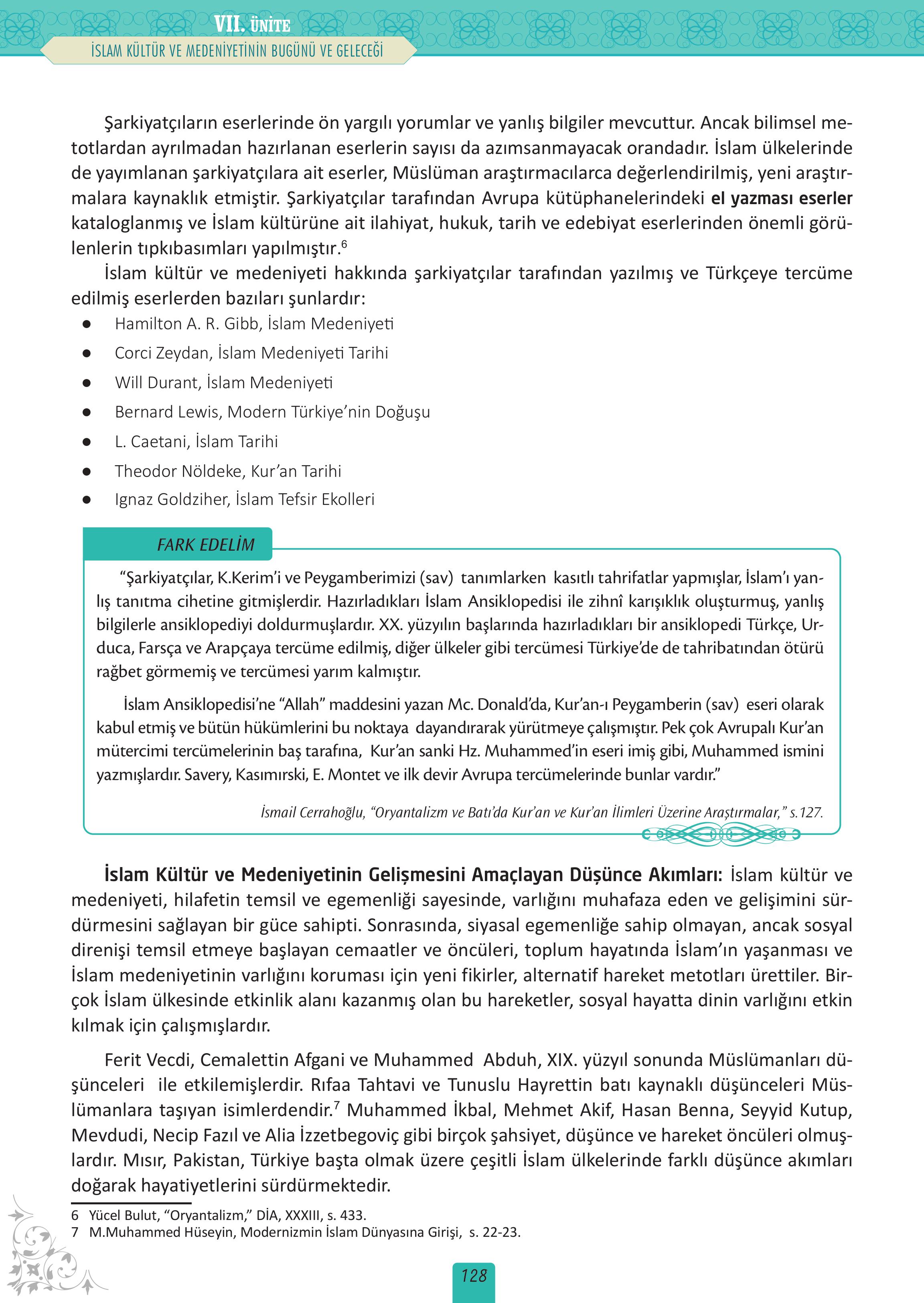 12. Sınıf Meb Yayınları İslam Kültür Ve Medeniyeti Ders Kitabı Sayfa 128 Cevapları