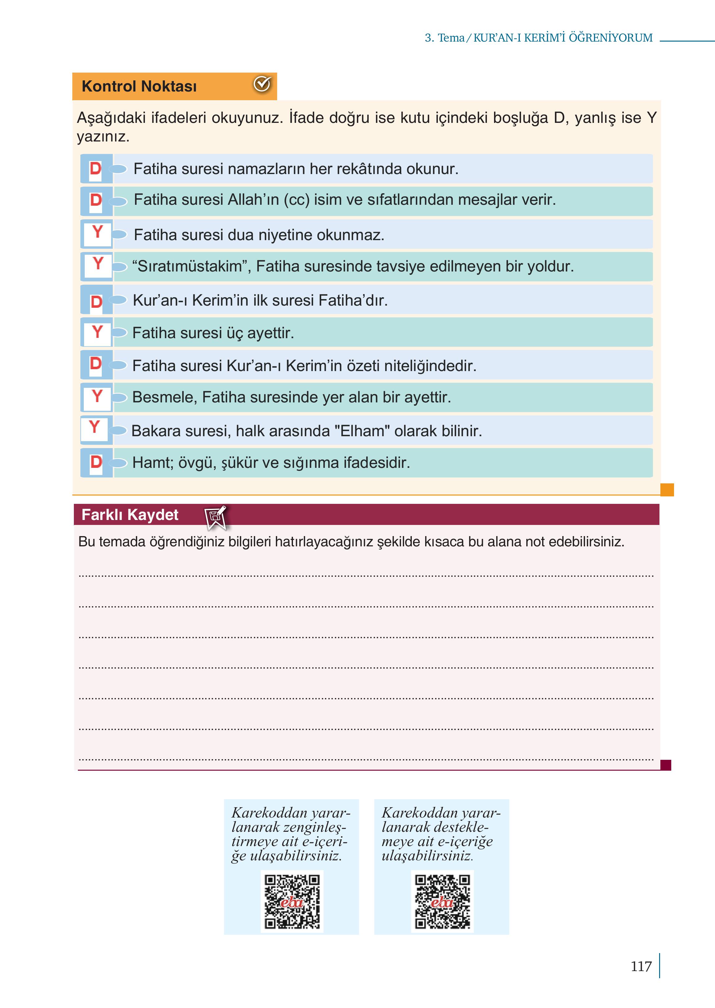 5. Sınıf Meb Yayınları Kuran-ı Kerim Ders Kitabı Sayfa 117 Cevapları 5. Sınıf Meb Yayınları Kuran-ı Kerim Ders Kitabı Sayfa 117 Cevapları