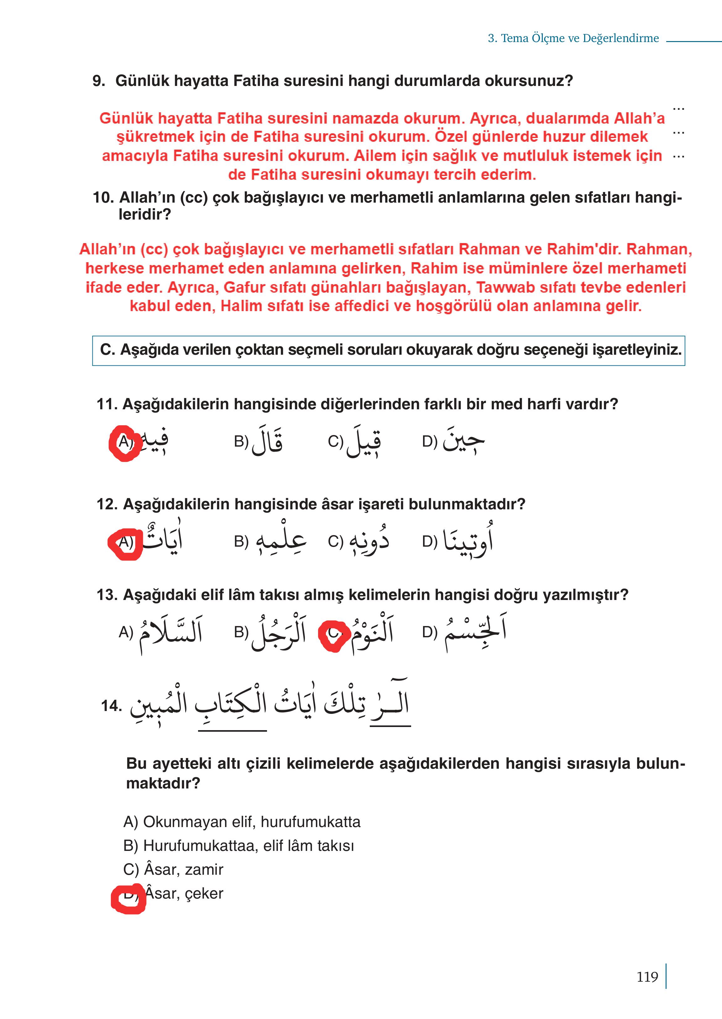5. Sınıf Meb Yayınları Kuran-ı Kerim Ders Kitabı Sayfa 119 Cevapları 5. Sınıf Meb Yayınları Kuran-ı Kerim Ders Kitabı Sayfa 119 Cevapları