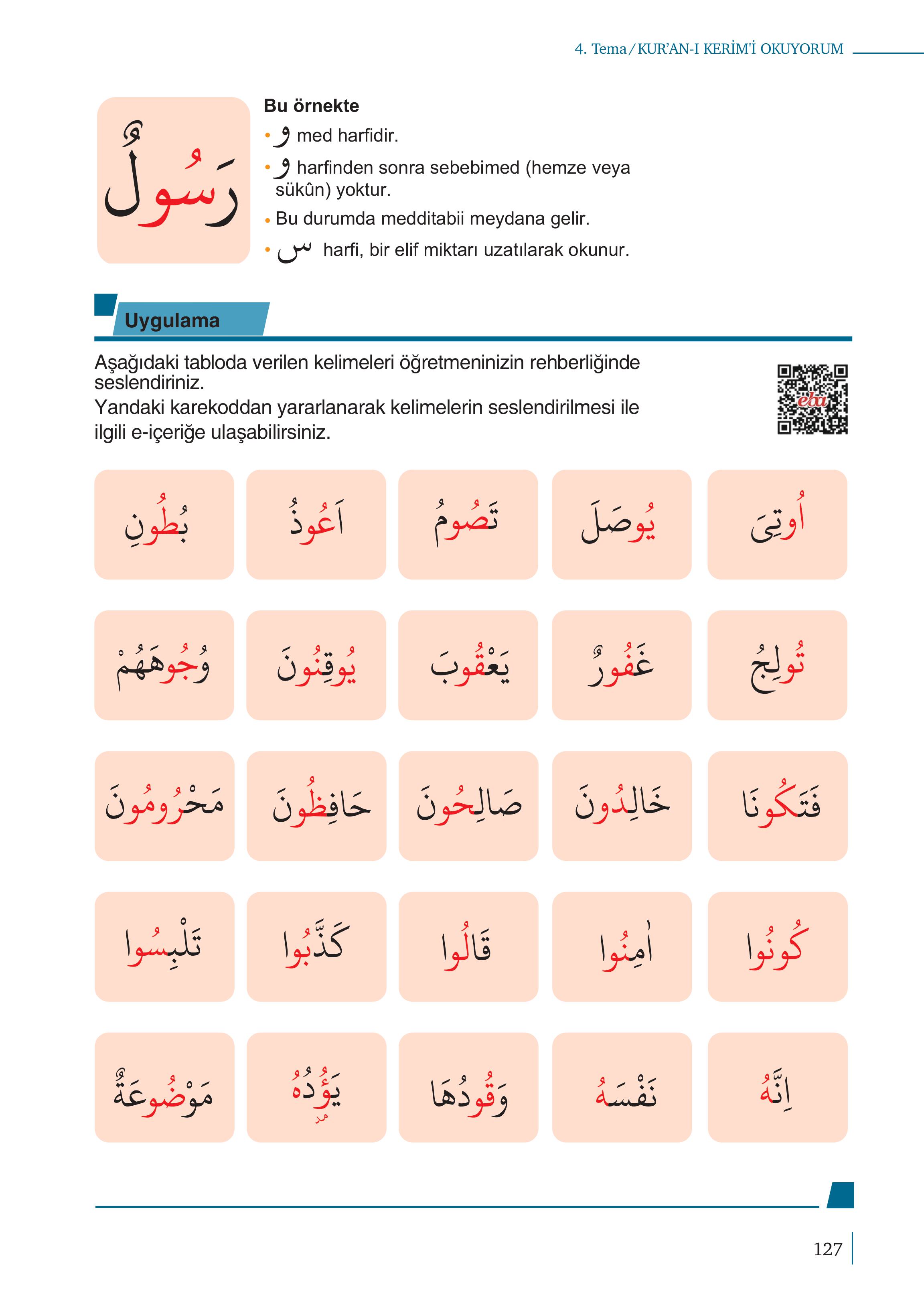 5. Sınıf Meb Yayınları Kuran-ı Kerim Ders Kitabı Sayfa 127 Cevapları