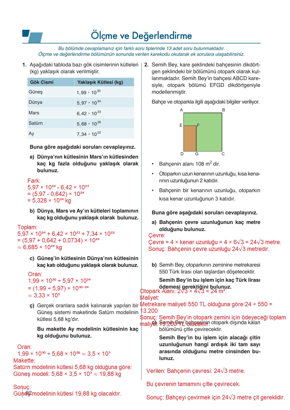 9. Sınıf Meb Yayınları Matematik Ders Kitabı 1. Kitap Sayfa 82 Cevapları