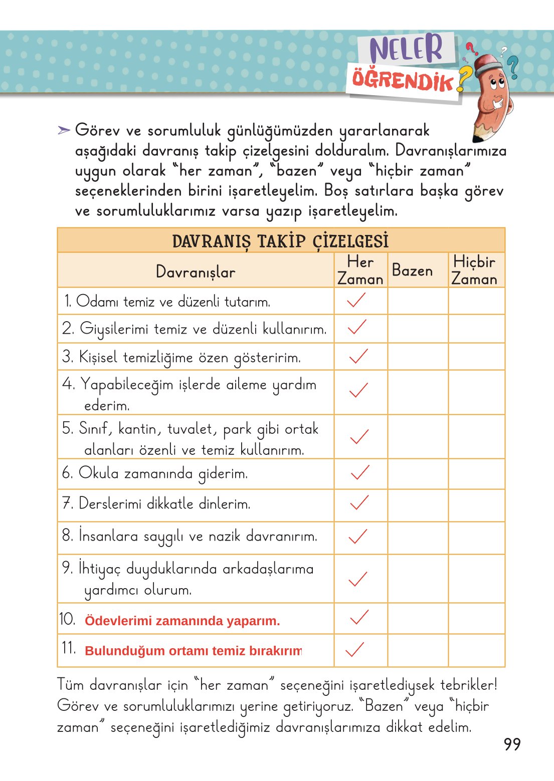 2. Sınıf Hayat Bilgisi 1. Kitap Meb Yayınları Ders Kitabı Sayfa 100 Cevapları