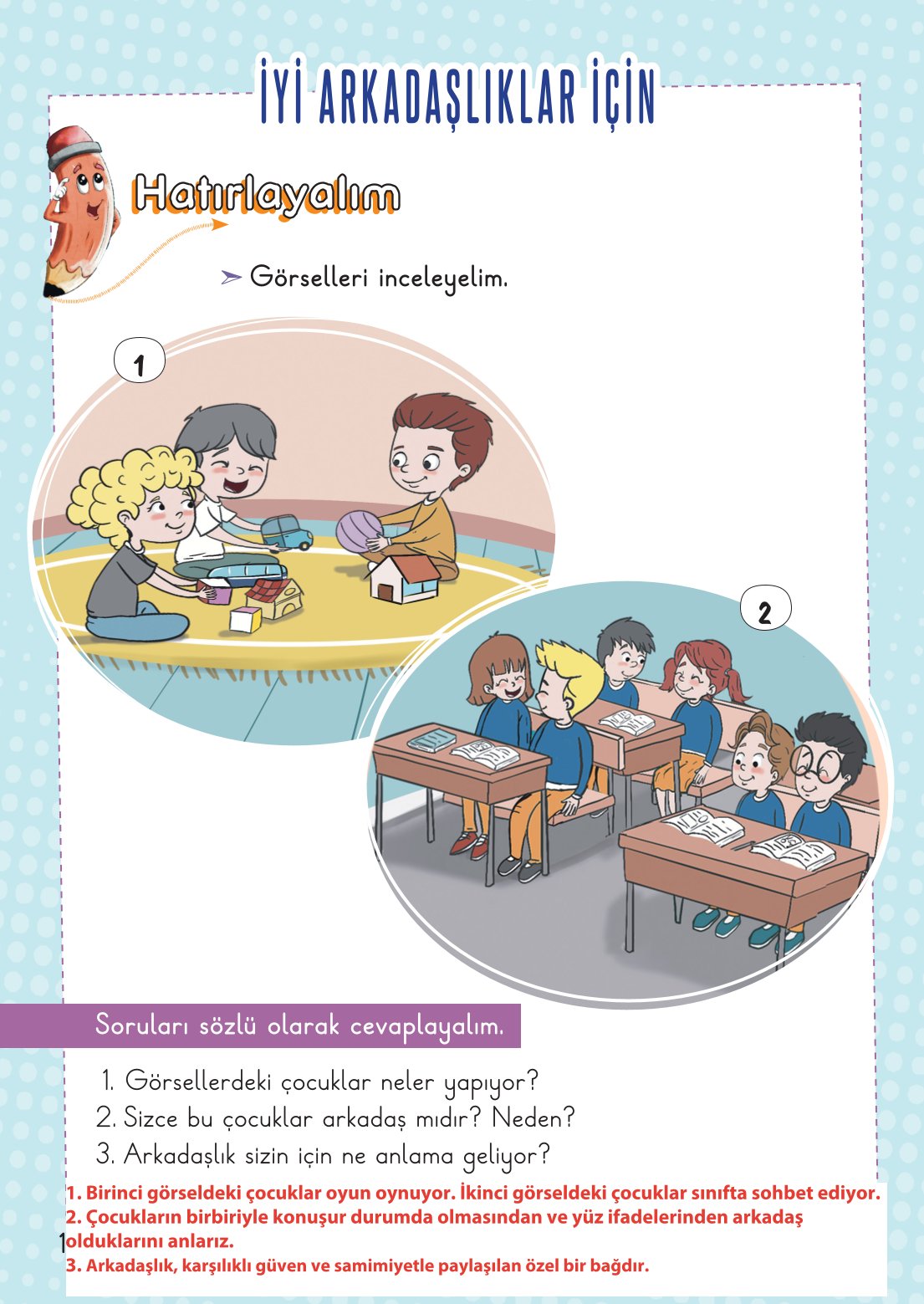 2. Sınıf Hayat Bilgisi 1. Kitap Meb Yayınları Ders Kitabı Sayfa 15 Cevapları