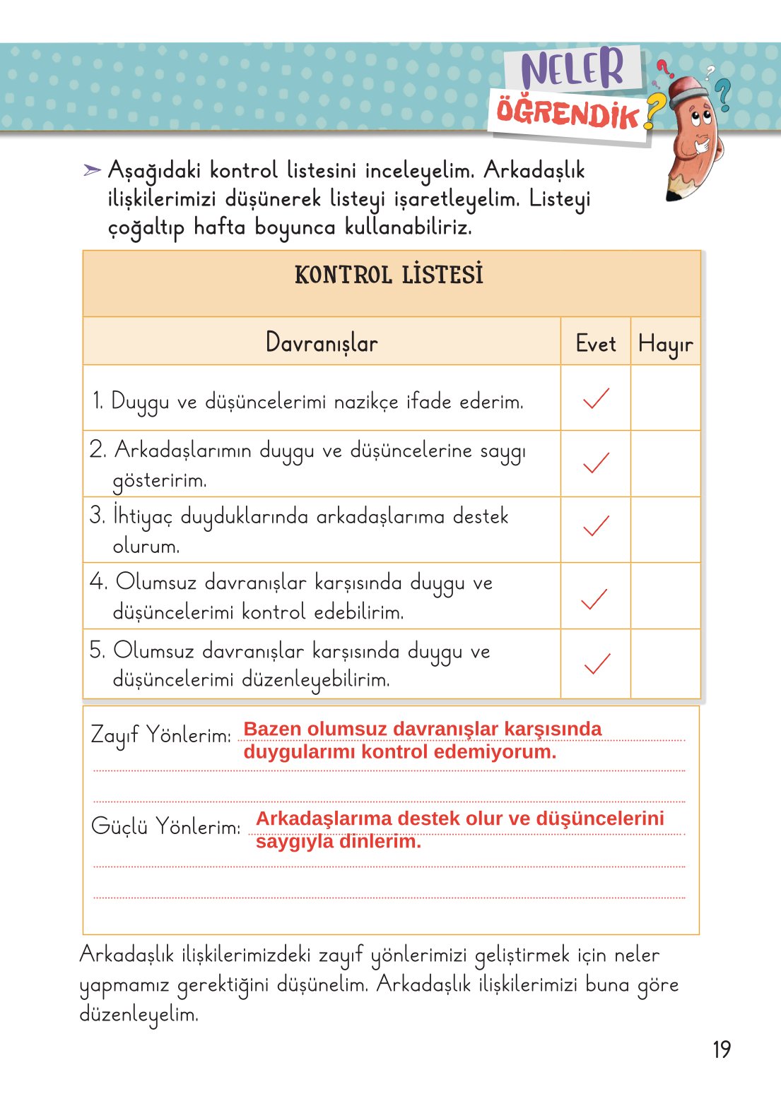 2. Sınıf Hayat Bilgisi 1. Kitap Meb Yayınları Ders Kitabı Sayfa 20 Cevapları