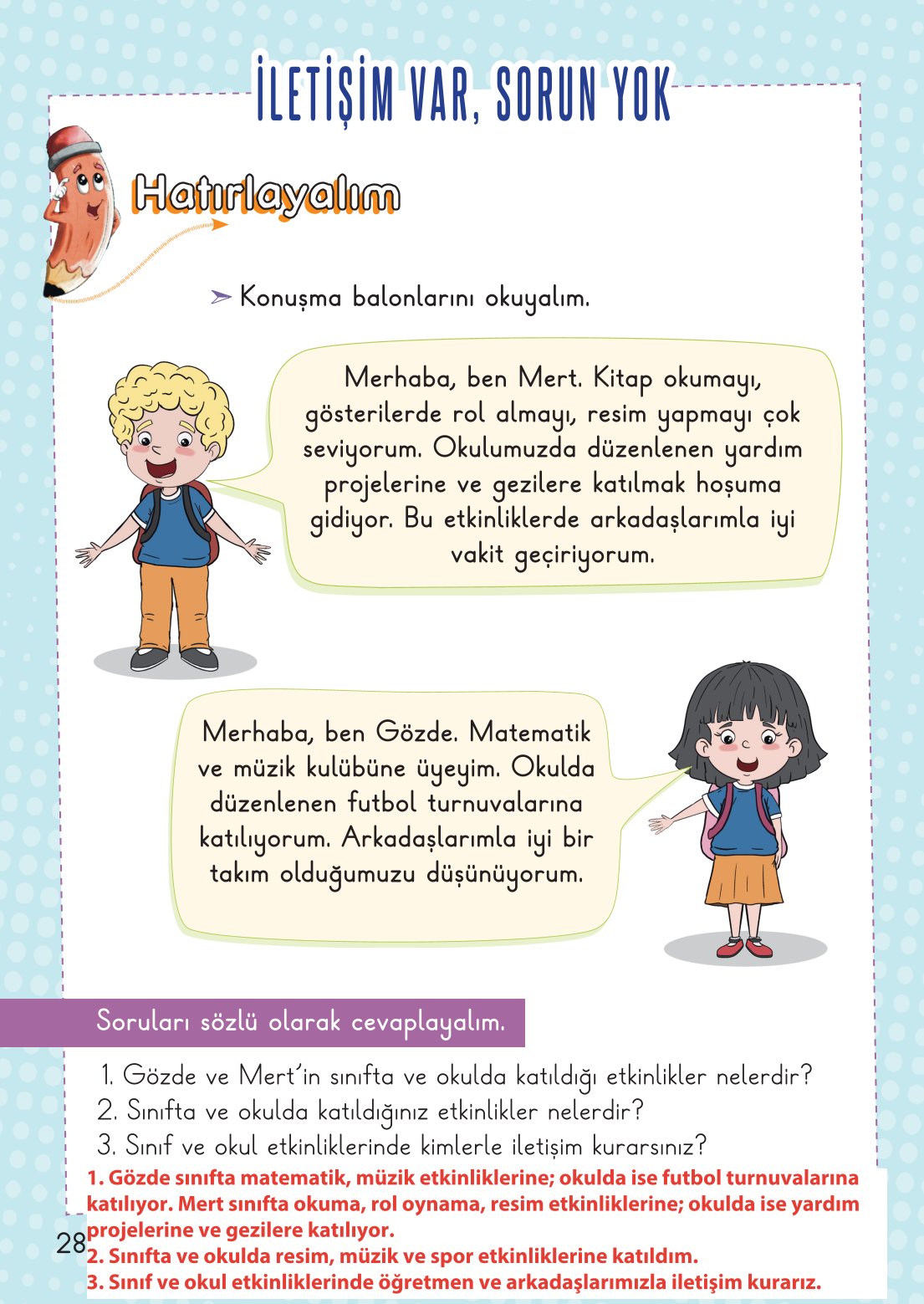 2. Sınıf Hayat Bilgisi 1. Kitap Meb Yayınları Ders Kitabı Sayfa 29 Cevapları