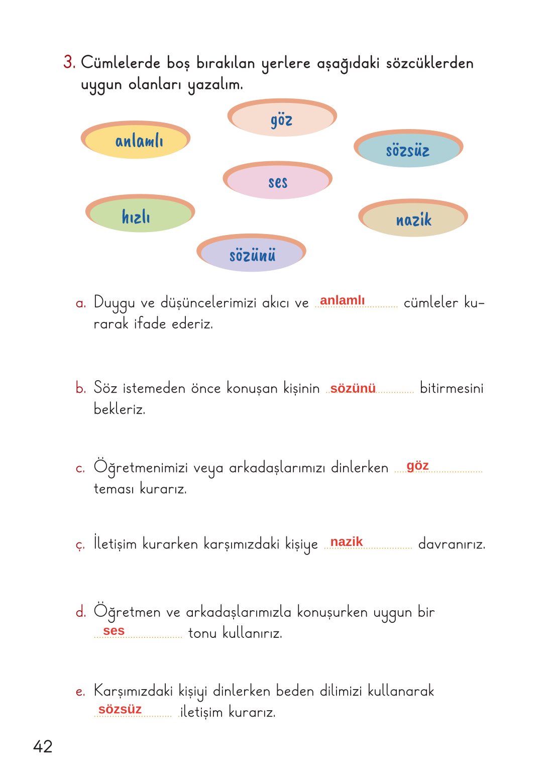 2. Sınıf Hayat Bilgisi 1. Kitap Meb Yayınları Ders Kitabı Sayfa 43 Cevapları