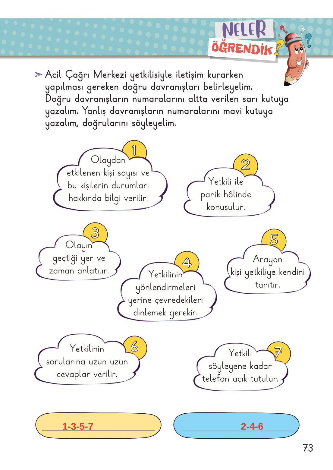 2. Sınıf Hayat Bilgisi 1. Kitap Meb Yayınları Ders Kitabı Sayfa 74 Cevapları
