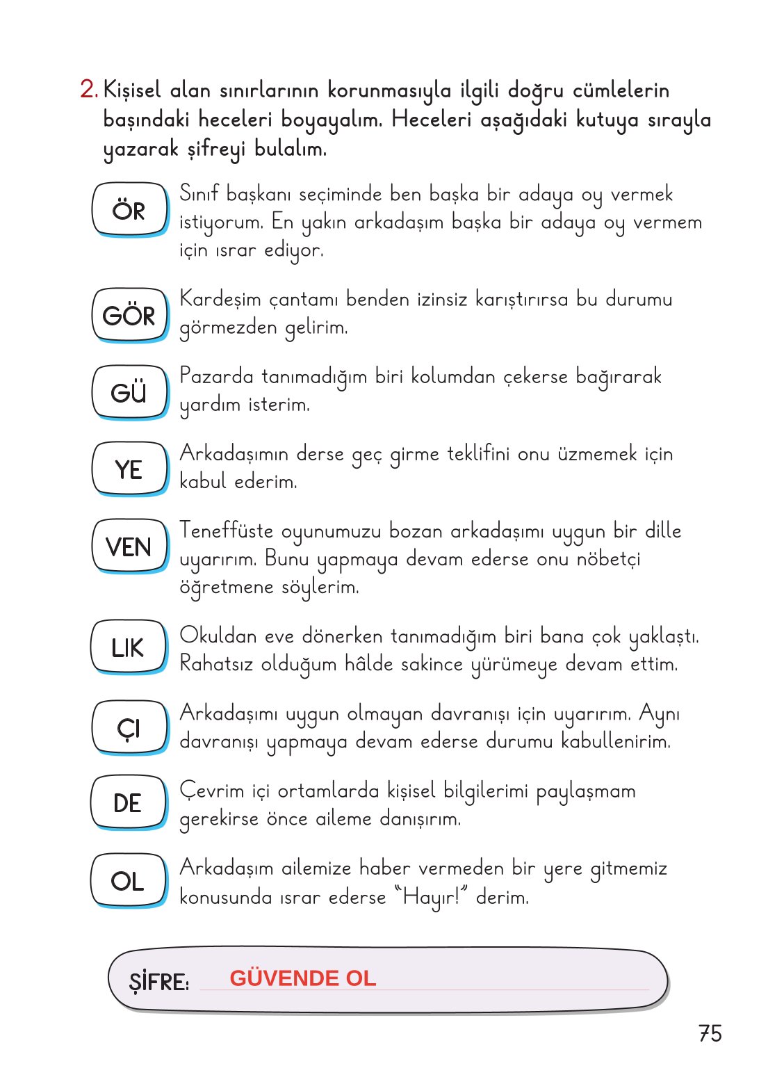 2. Sınıf Hayat Bilgisi 1. Kitap Meb Yayınları Ders Kitabı Sayfa 76 Cevapları