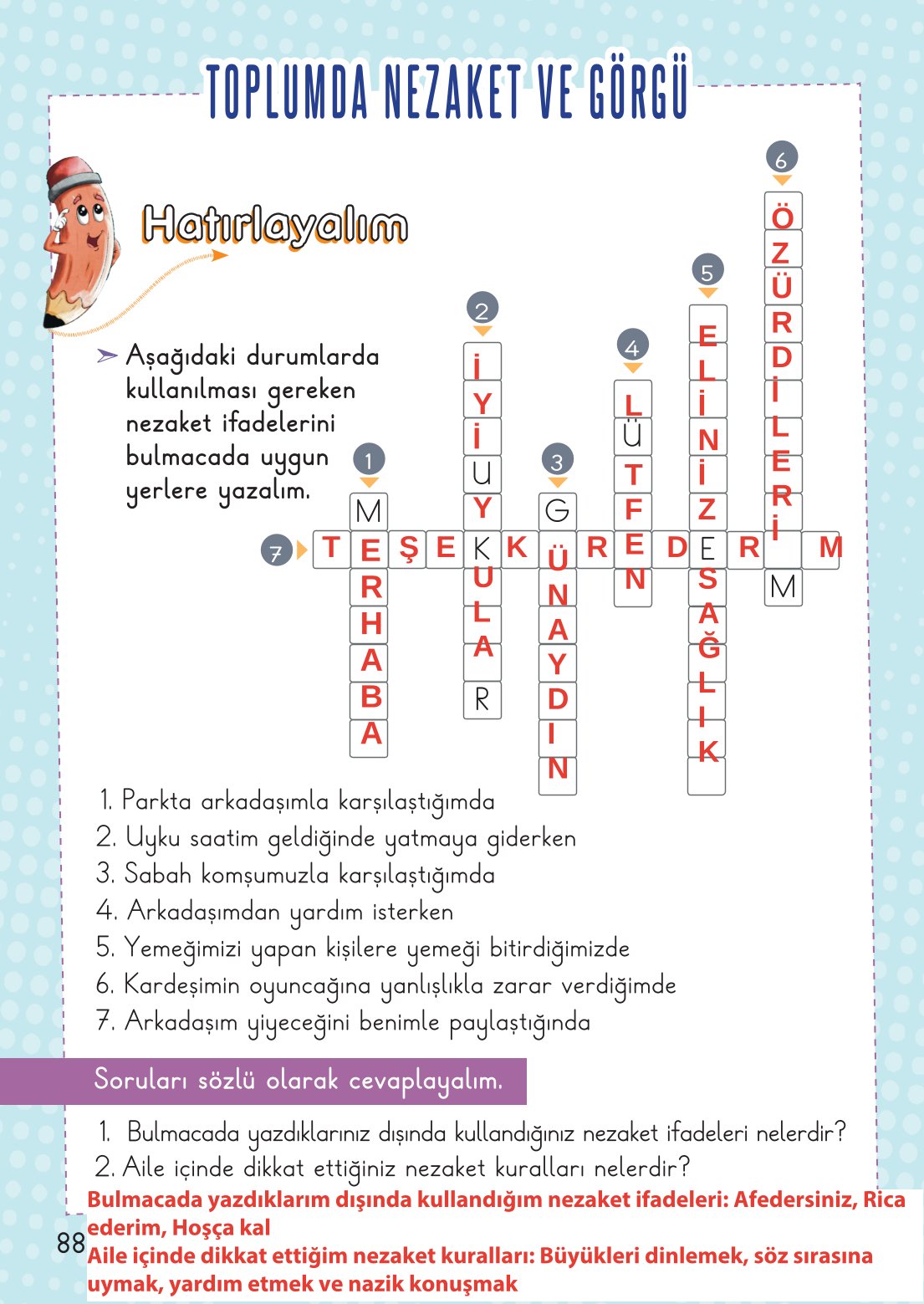 2. Sınıf Hayat Bilgisi 1. Kitap Meb Yayınları Ders Kitabı Sayfa 89 Cevapları