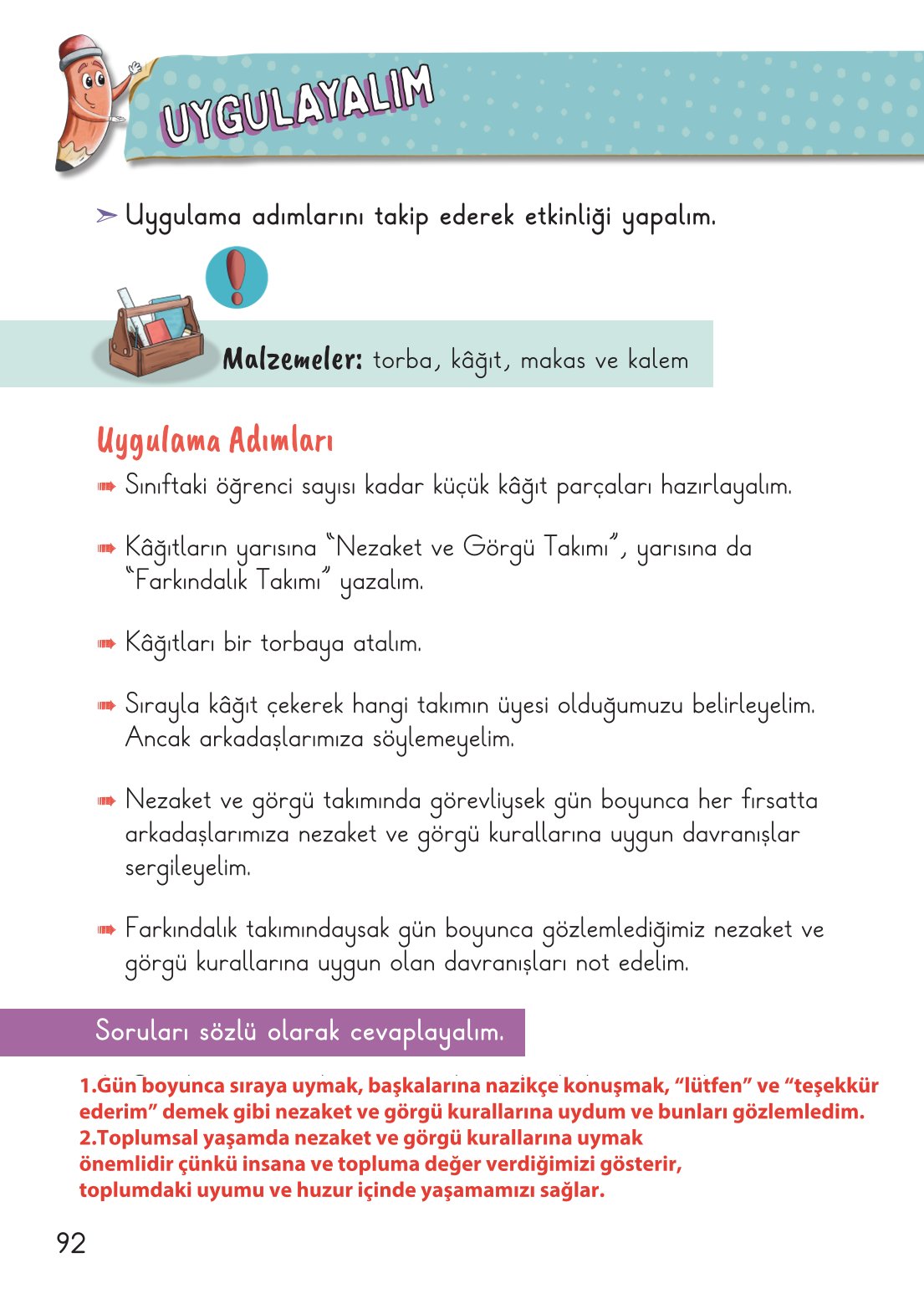 2. Sınıf Hayat Bilgisi 1. Kitap Meb Yayınları Ders Kitabı Sayfa 93 Cevapları