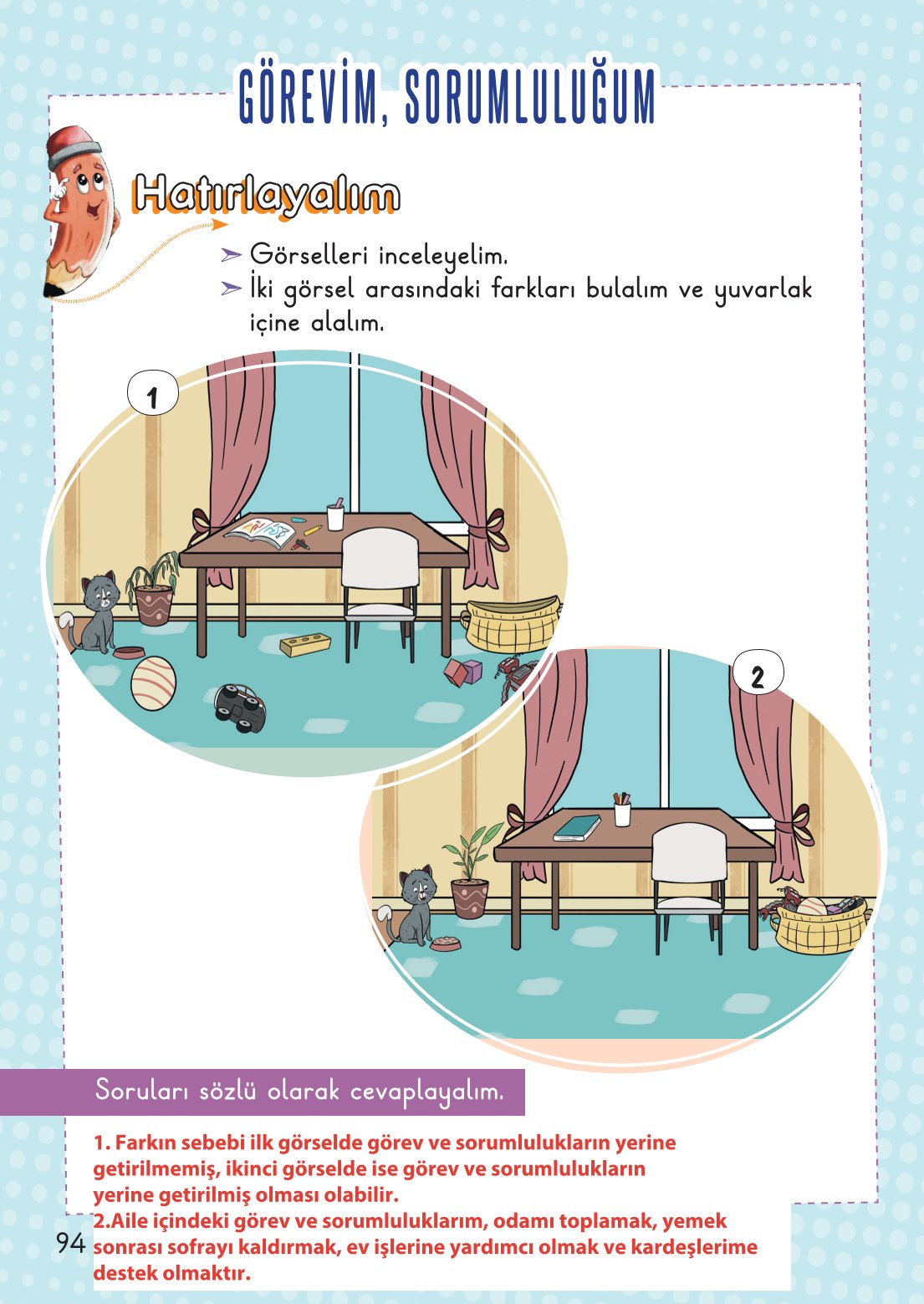 2. Sınıf Hayat Bilgisi 1. Kitap Meb Yayınları Ders Kitabı Sayfa 95 Cevapları