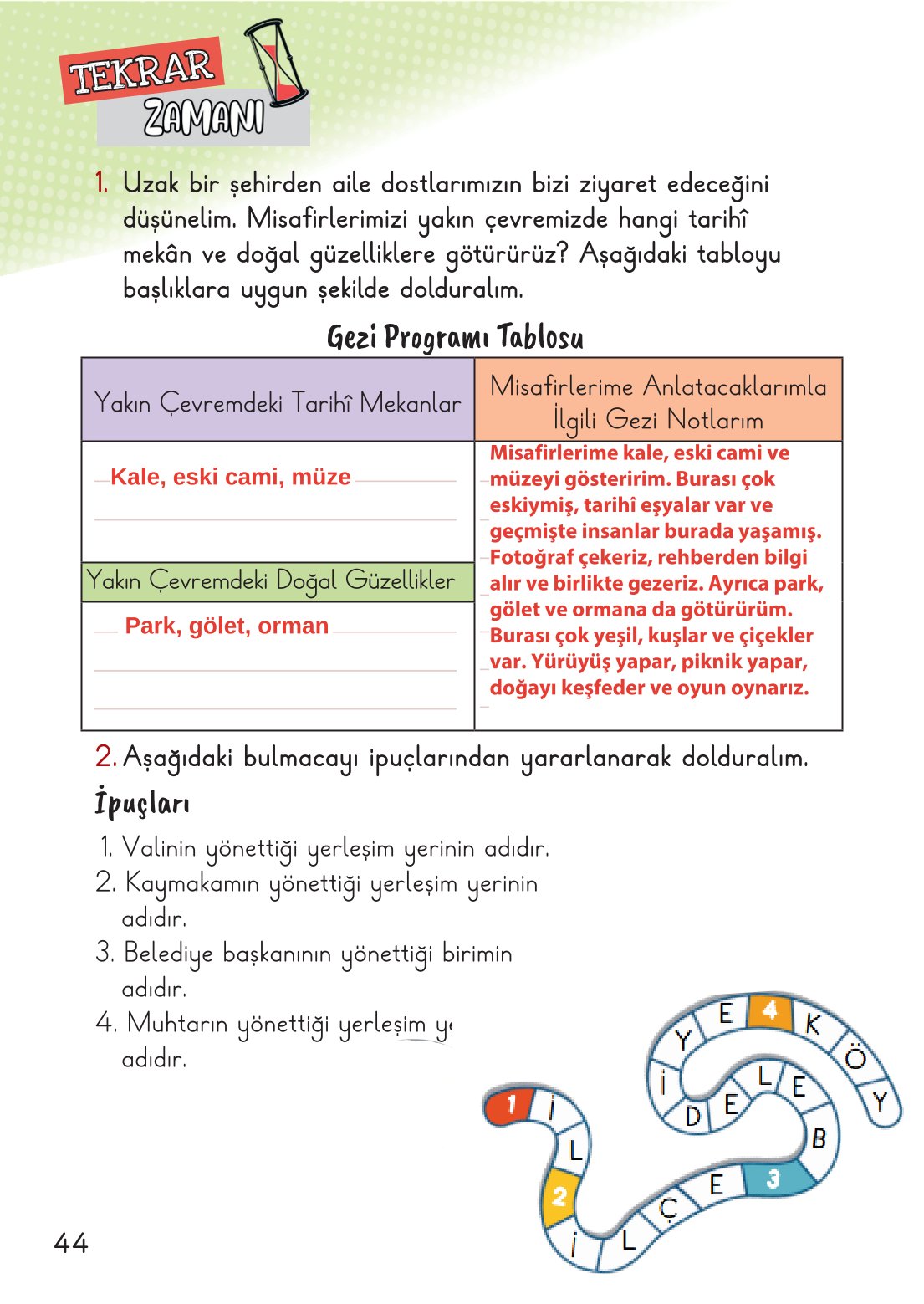 2. Sınıf Hayat Bilgisi 2. Kitap Meb Yayınları Ders Kitabı Sayfa 45 Cevapları
