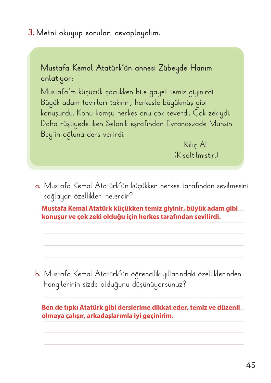 2. Sınıf Hayat Bilgisi 2. Kitap Meb Yayınları Ders Kitabı Sayfa 46 Cevapları