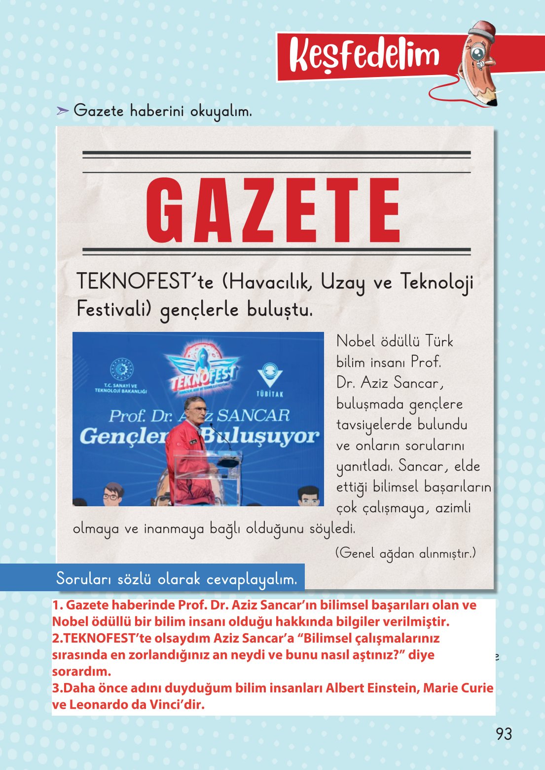 2. Sınıf Hayat Bilgisi 2. Kitap Meb Yayınları Ders Kitabı Sayfa 94 Cevapları