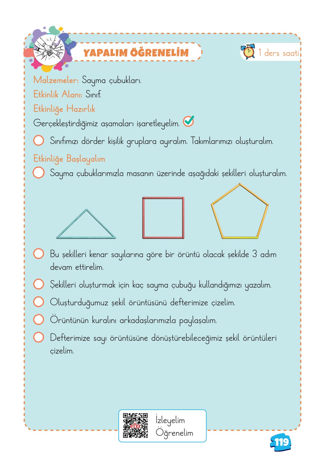 2. Sınıf Matematik 1. Kitap Meb Yayınları Ders Kitabı Sayfa 119 Cevapları