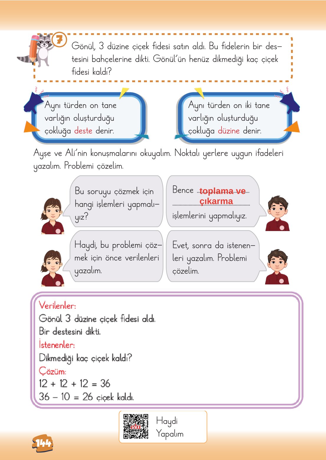 2. Sınıf Matematik 1. Kitap Meb Yayınları Ders Kitabı Sayfa 144 Cevapları