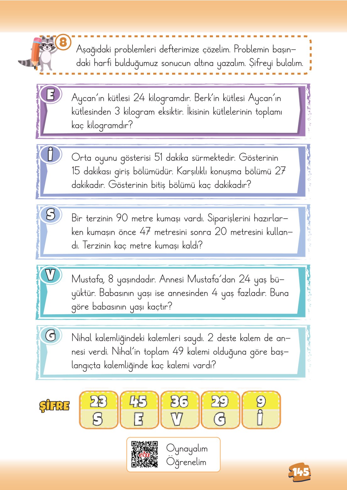 2. Sınıf Matematik 1. Kitap Meb Yayınları Ders Kitabı Sayfa 145 Cevapları