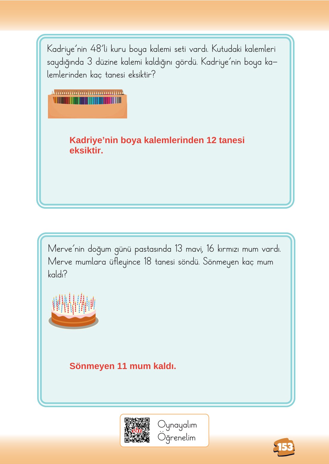 2. Sınıf Matematik 1. Kitap Meb Yayınları Ders Kitabı Sayfa 153 Cevapları