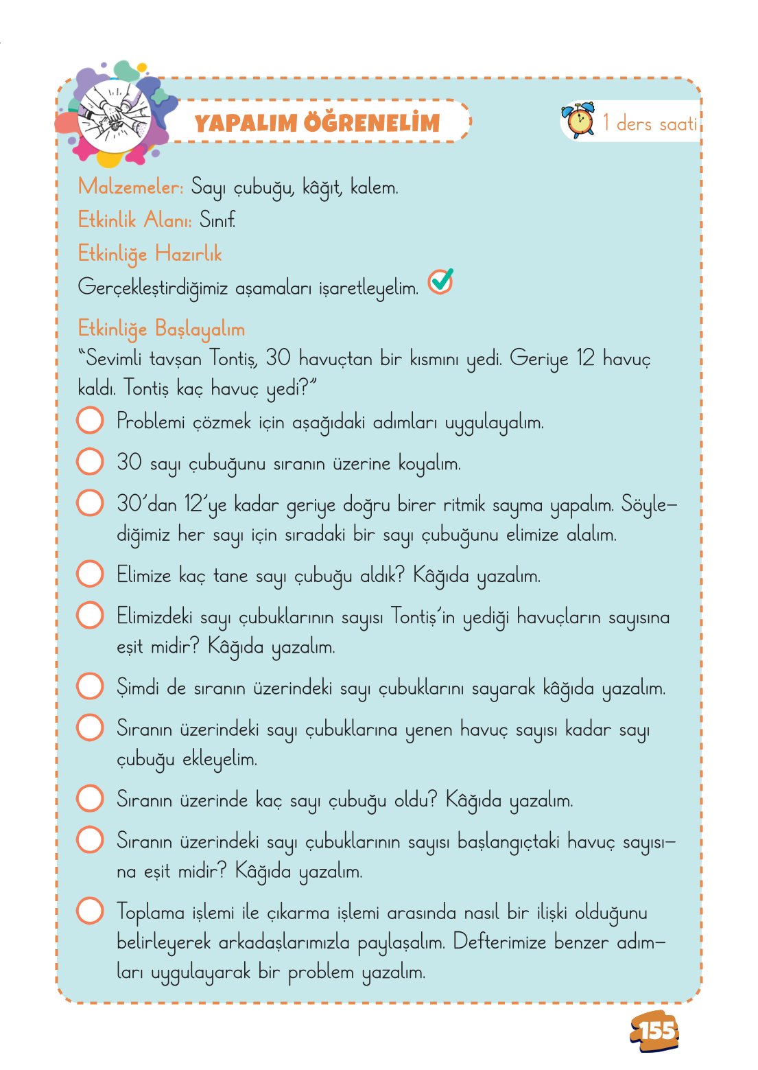 2. Sınıf Matematik 1. Kitap Meb Yayınları Ders Kitabı Sayfa 155 Cevapları