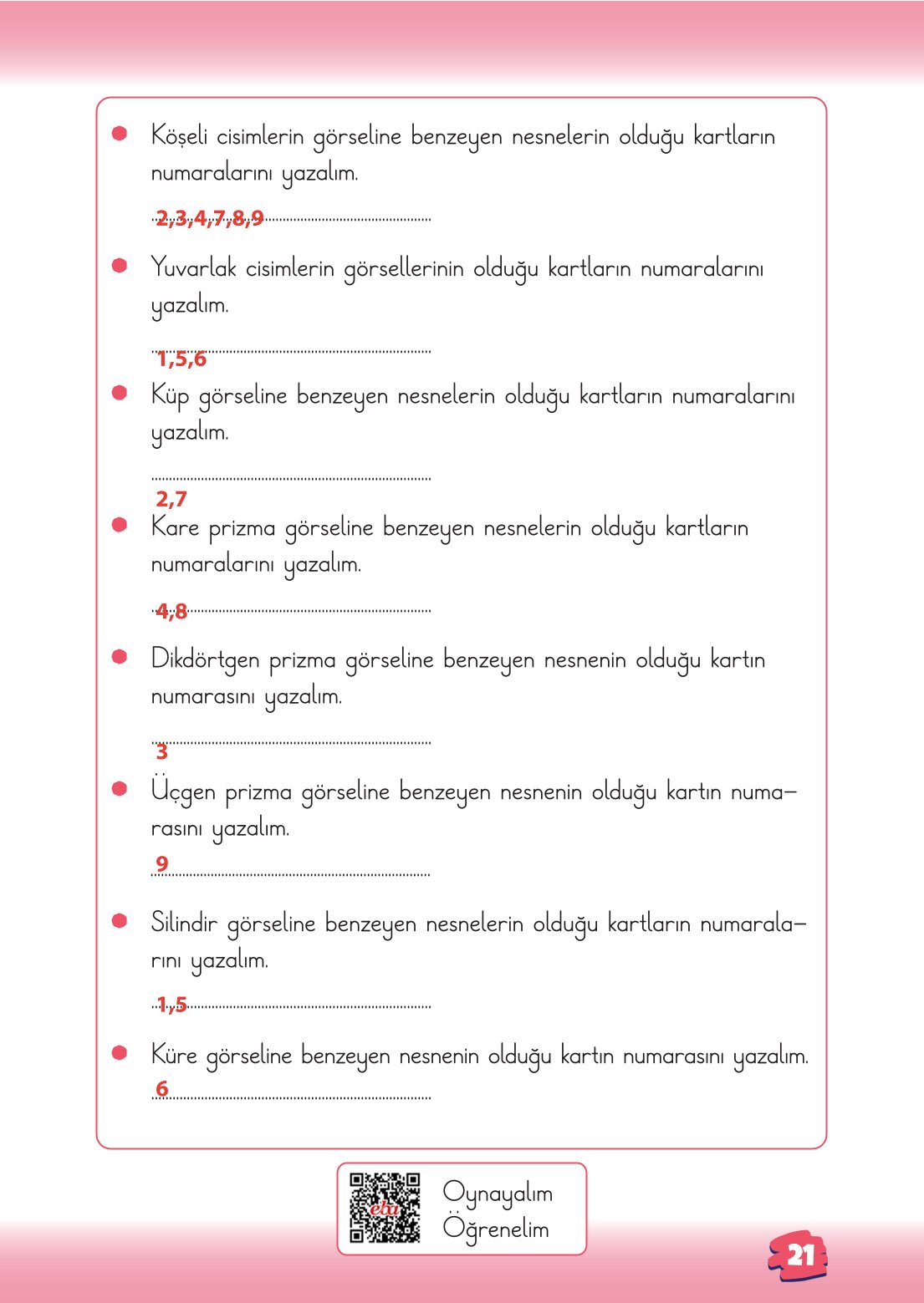 2. Sınıf Matematik 1. Kitap Meb Yayınları Ders Kitabı Sayfa 21 Cevapları