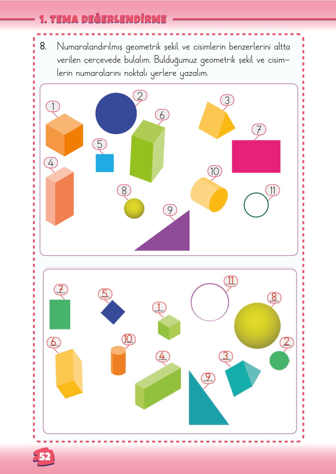 2. Sınıf Matematik 1. Kitap Meb Yayınları Ders Kitabı Sayfa 52 Cevapları