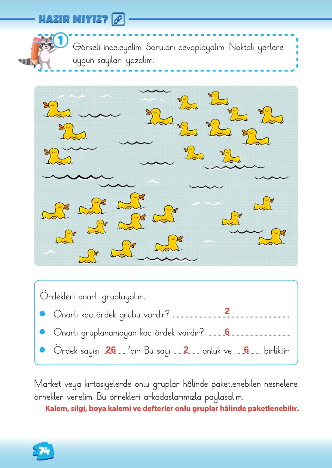2. Sınıf Matematik 1. Kitap Meb Yayınları Ders Kitabı Sayfa 74 Cevapları