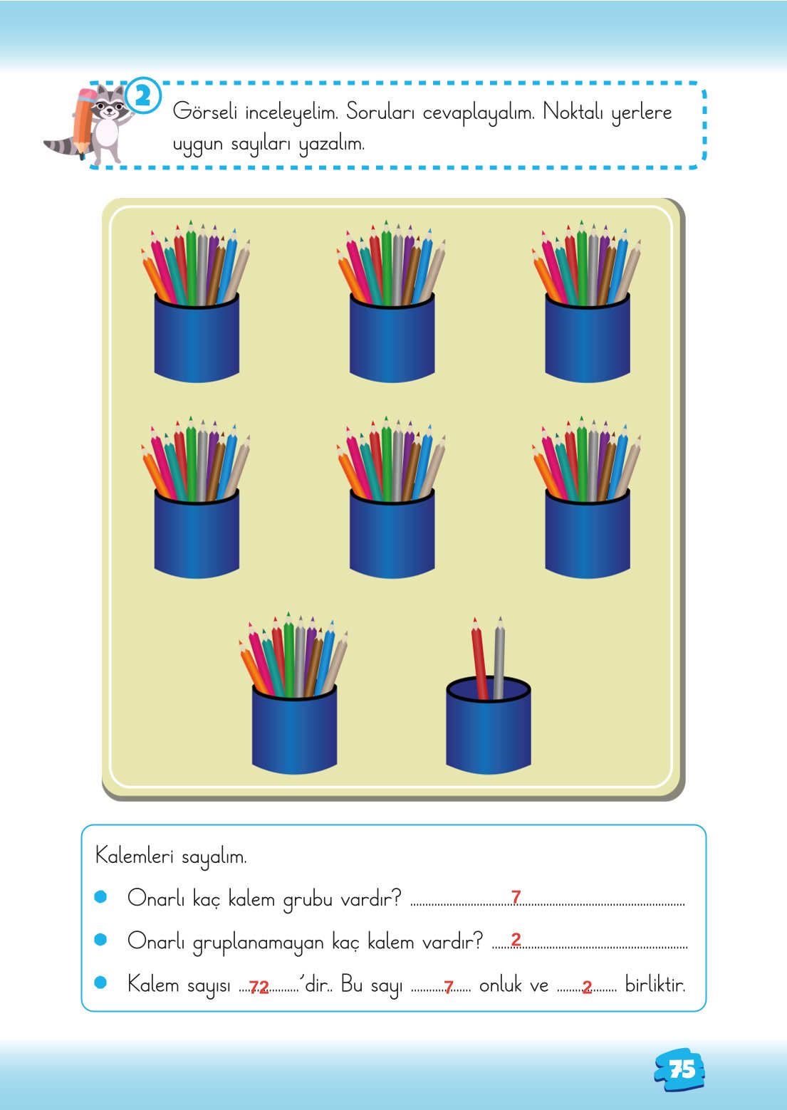 2. Sınıf Matematik 1. Kitap Meb Yayınları Ders Kitabı Sayfa 75 Cevapları