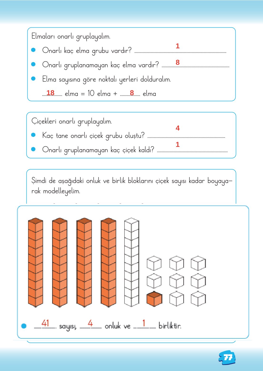 2. Sınıf Matematik 1. Kitap Meb Yayınları Ders Kitabı Sayfa 77 Cevapları