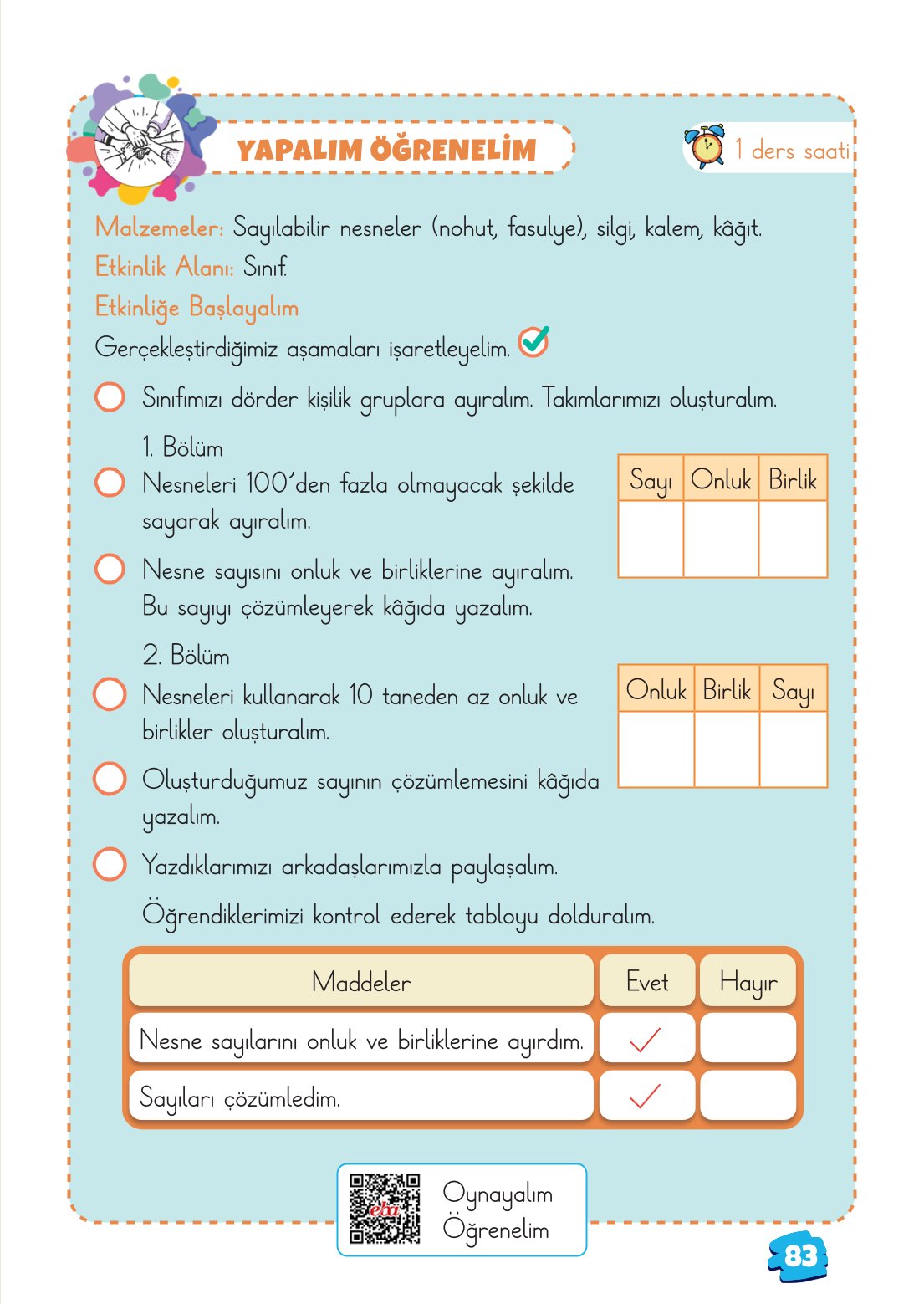 2. Sınıf Matematik 1. Kitap Meb Yayınları Ders Kitabı Sayfa 83 Cevapları