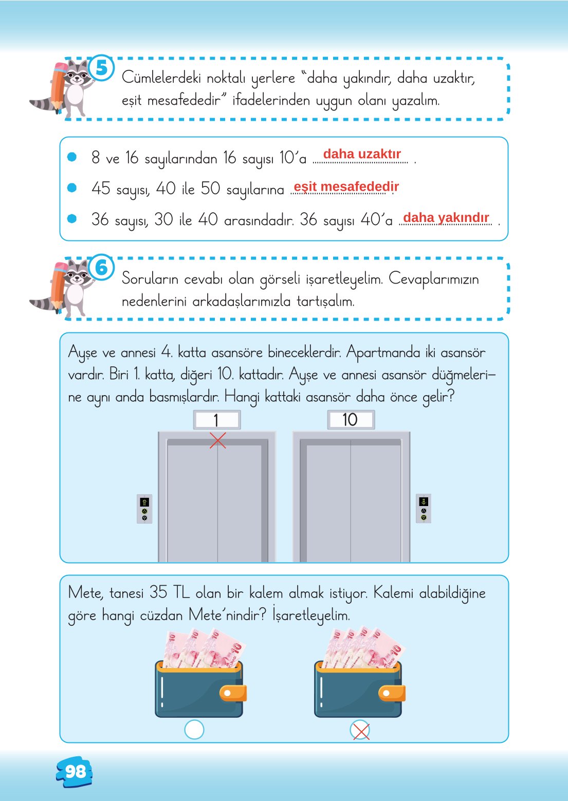 2. Sınıf Matematik 1. Kitap Meb Yayınları Ders Kitabı Sayfa 98 Cevapları