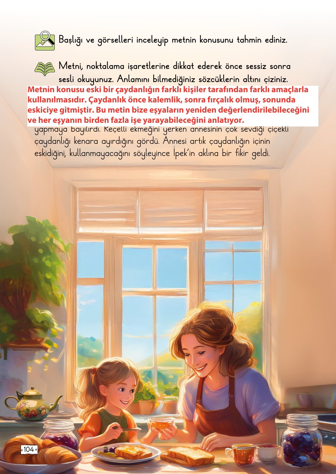2. Sınıf Türkçe 1. Kitap Meb Yayınları Ders Kitabı Sayfa 104 Cevapları