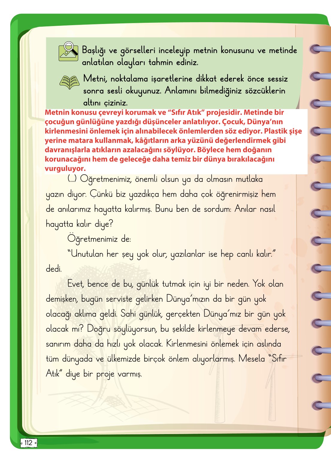 2. Sınıf Türkçe 1. Kitap Meb Yayınları Ders Kitabı Sayfa 112 Cevapları