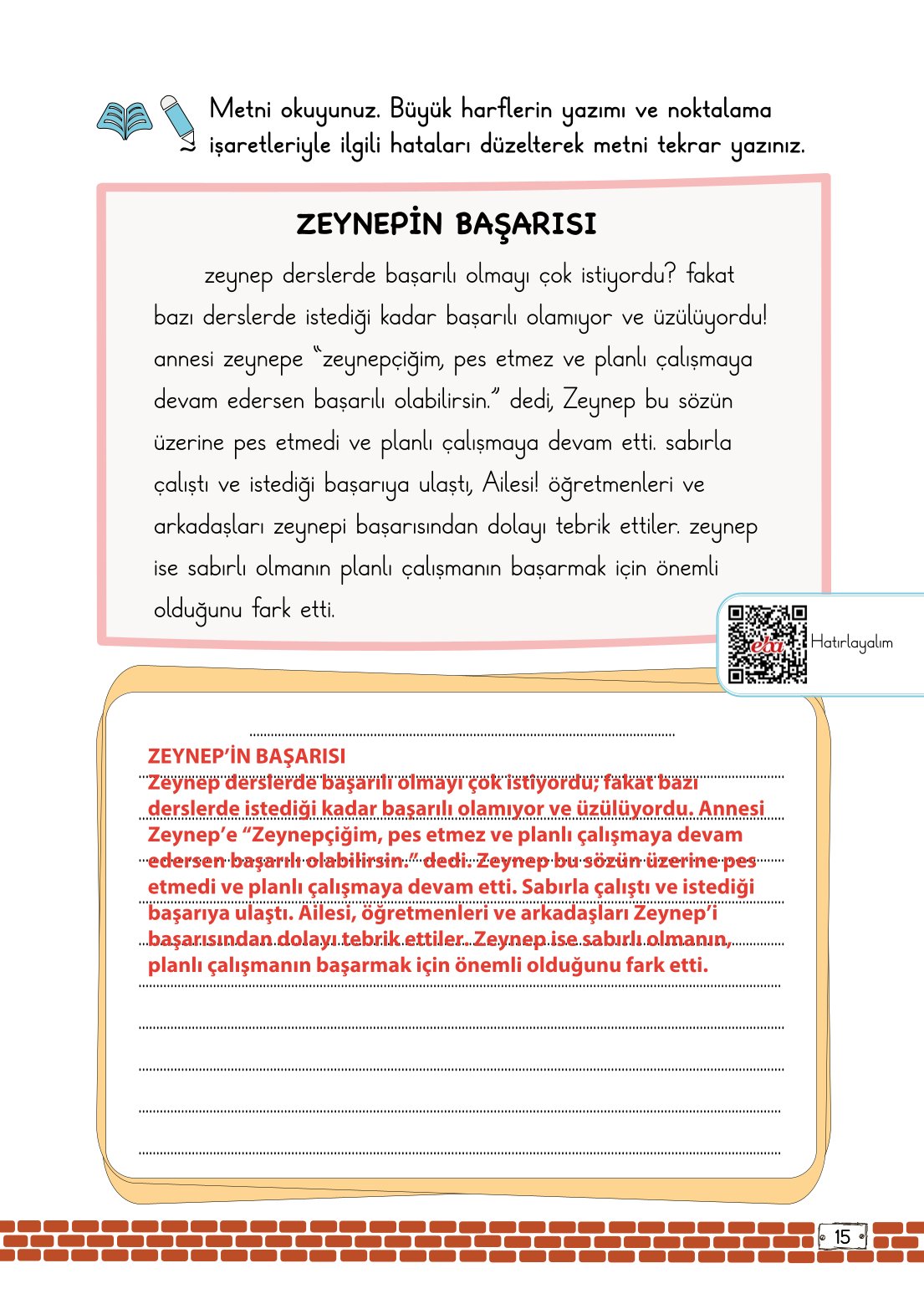 2. Sınıf Türkçe 1. Kitap Meb Yayınları Ders Kitabı Sayfa 15 Cevapları