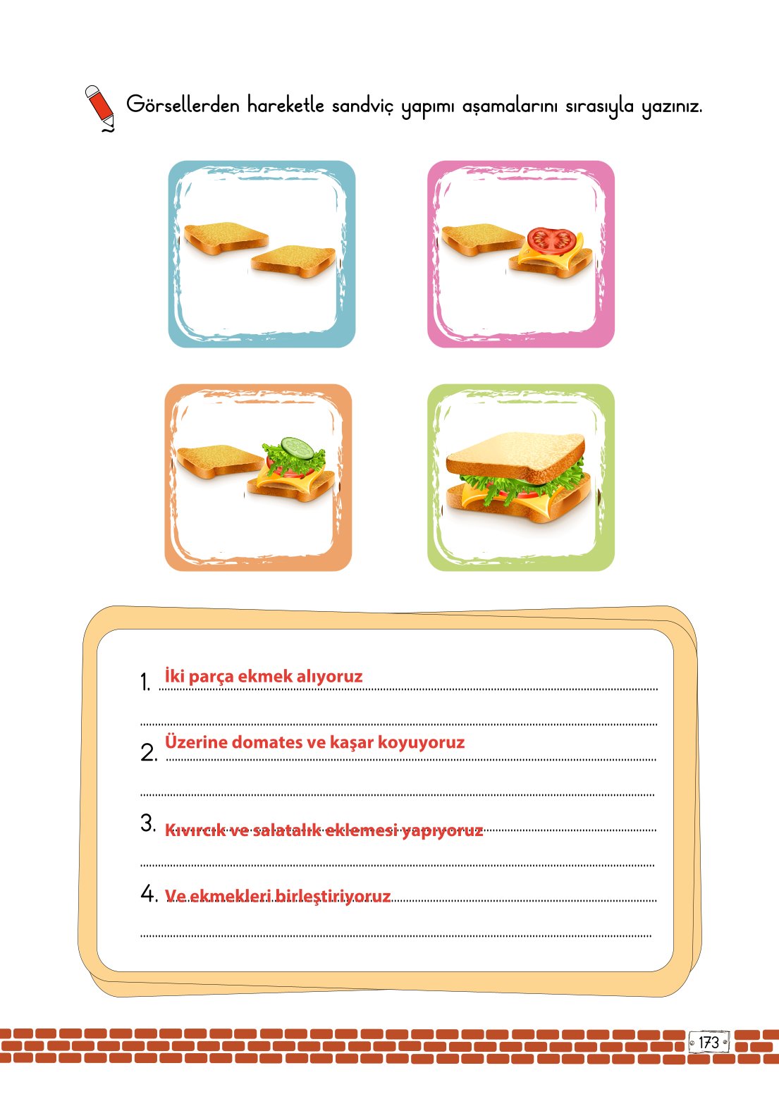2. Sınıf Türkçe 1. Kitap Meb Yayınları Ders Kitabı Sayfa 173 Cevapları