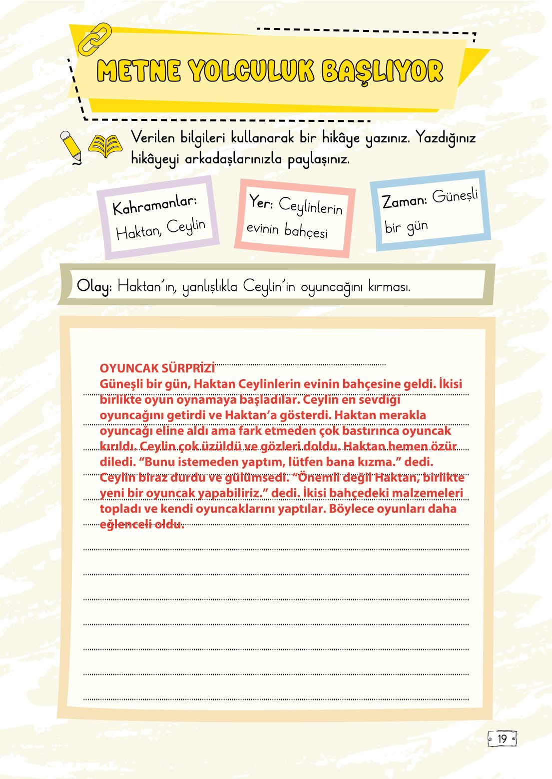 2. Sınıf Türkçe 1. Kitap Meb Yayınları Ders Kitabı Sayfa 19 Cevapları