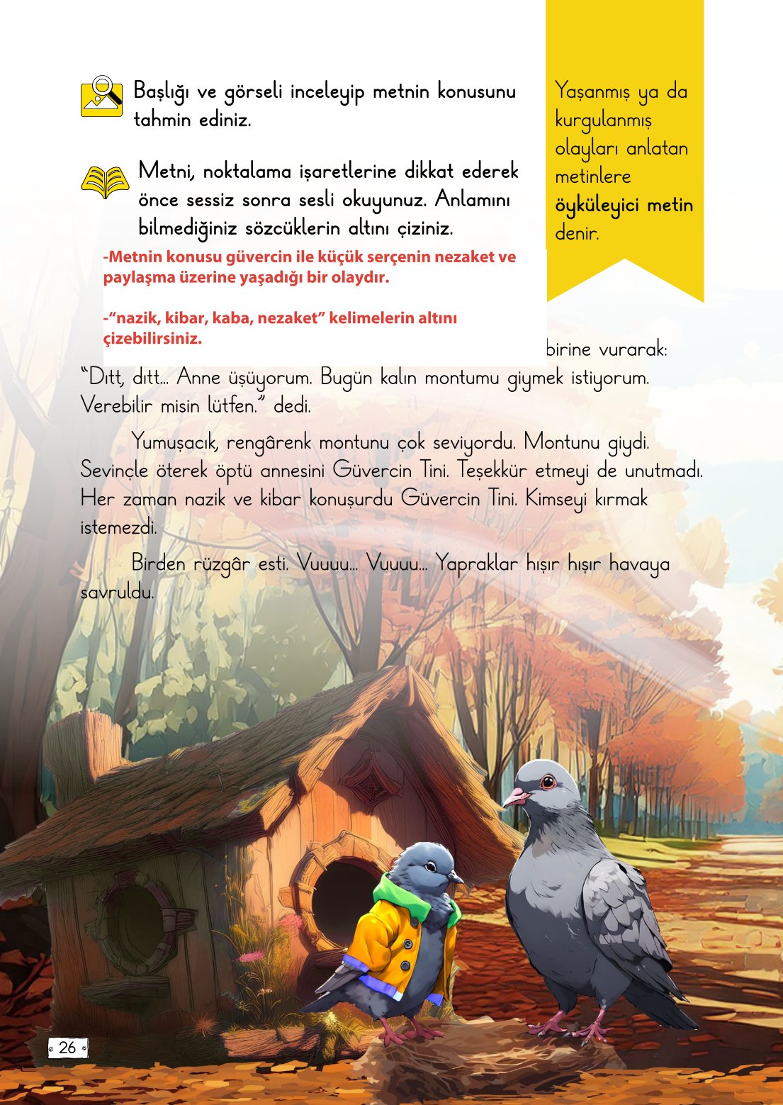 2. Sınıf Türkçe 1. Kitap Meb Yayınları Ders Kitabı Sayfa 26 Cevapları