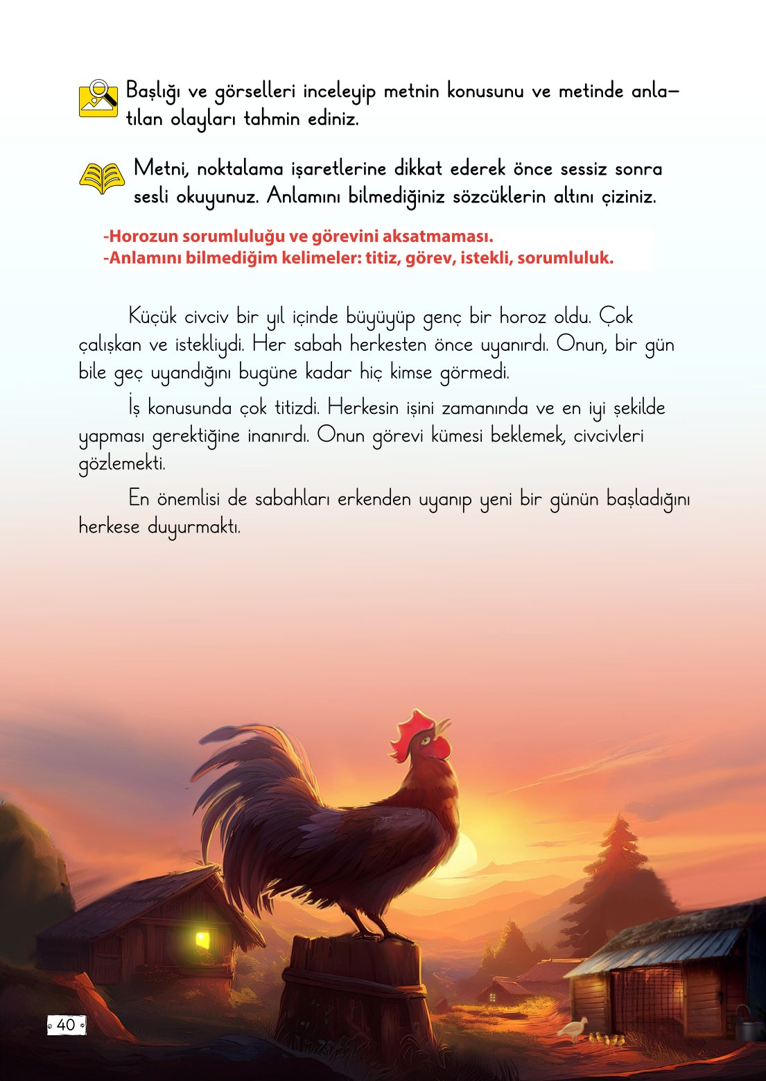 2. Sınıf Türkçe 1. Kitap Meb Yayınları Ders Kitabı Sayfa 40 Cevapları