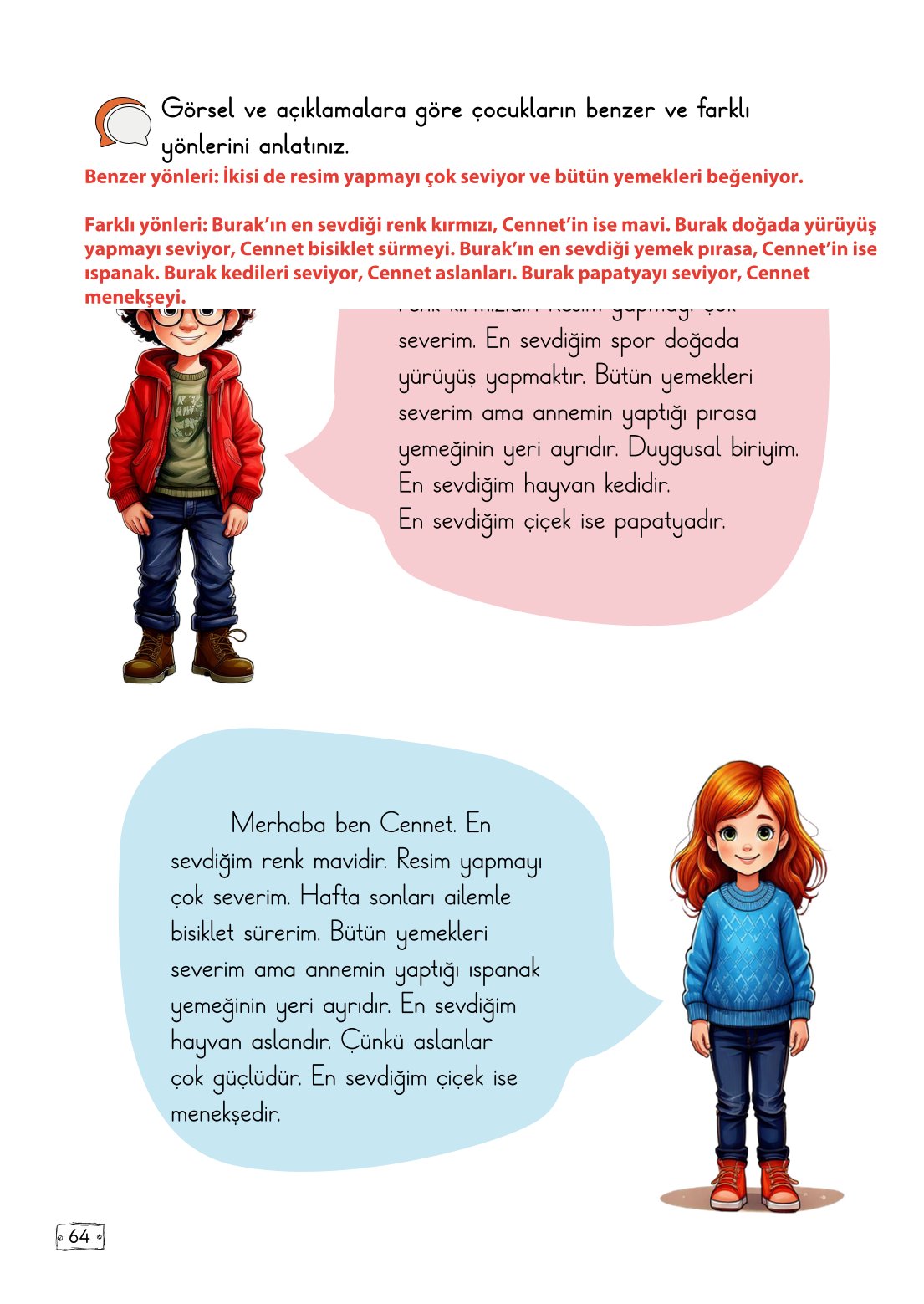 2. Sınıf Türkçe 1. Kitap Meb Yayınları Ders Kitabı Sayfa 64 Cevapları