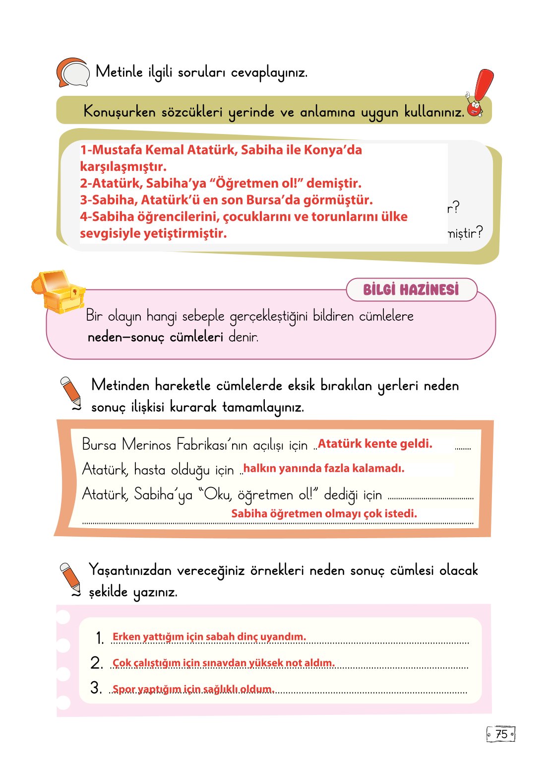 2. Sınıf Türkçe 1. Kitap Meb Yayınları Ders Kitabı Sayfa 75 Cevapları