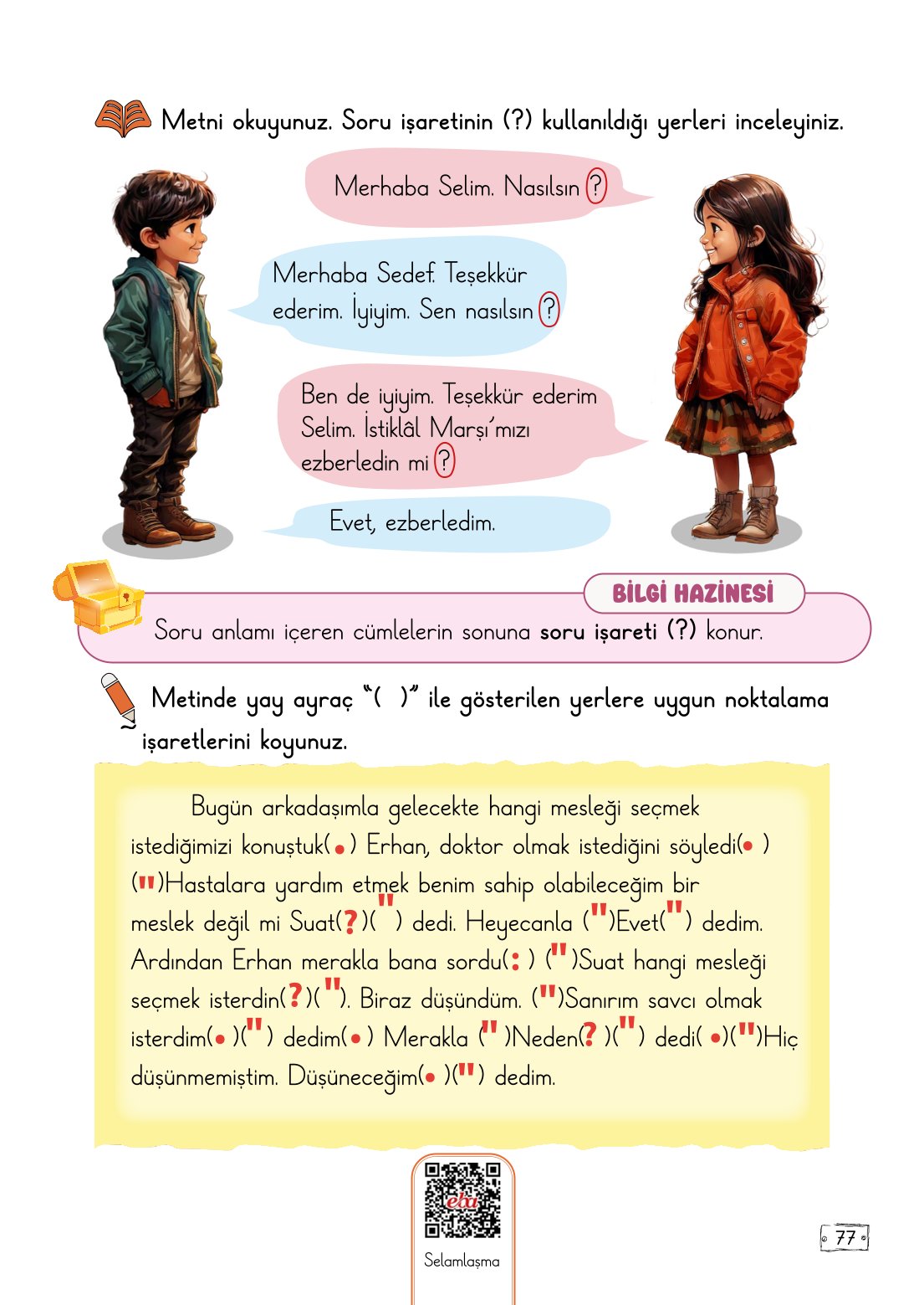 2. Sınıf Türkçe 1. Kitap Meb Yayınları Ders Kitabı Sayfa 77 Cevapları