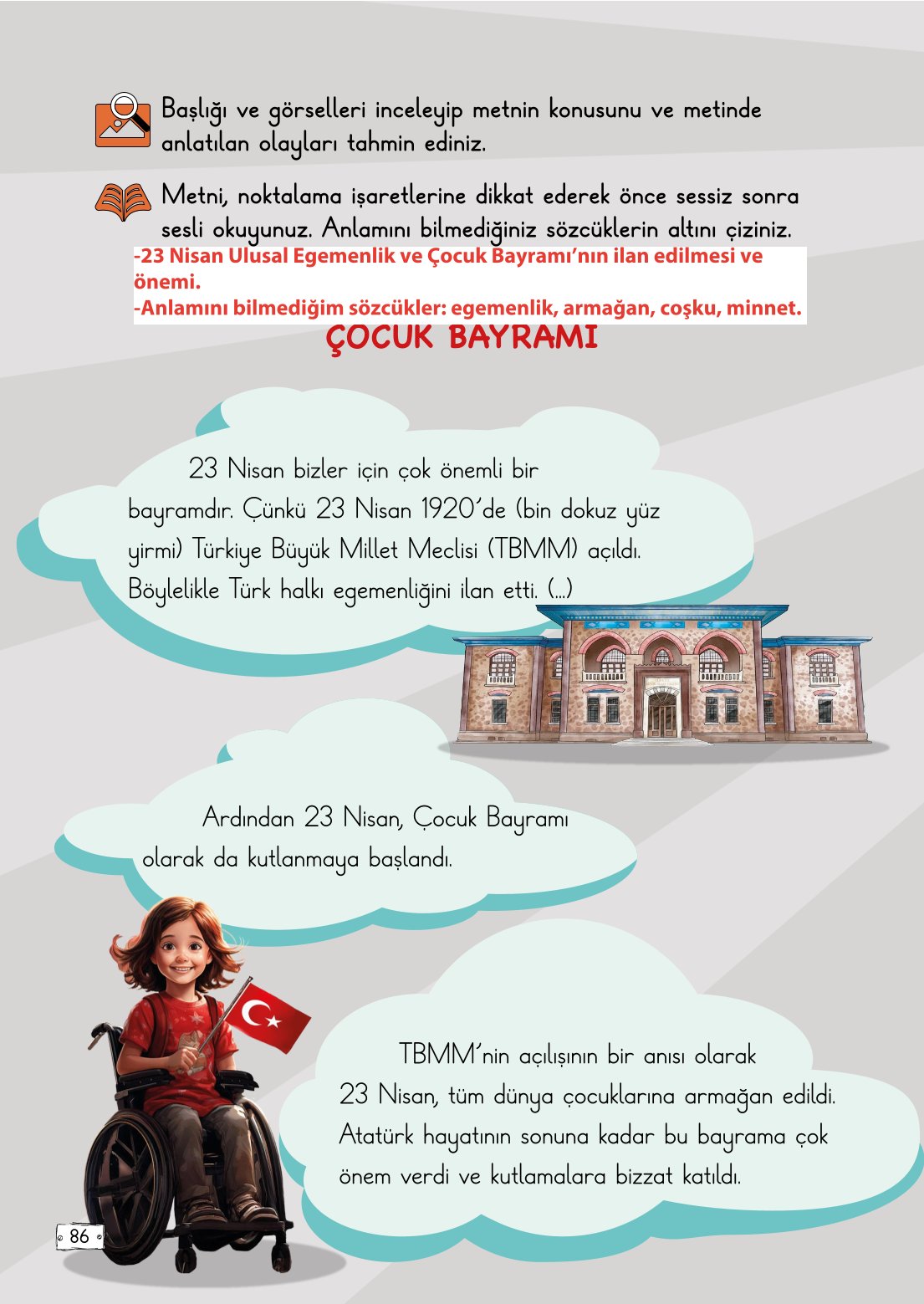 2. Sınıf Türkçe 1. Kitap Meb Yayınları Ders Kitabı Sayfa 86 Cevapları