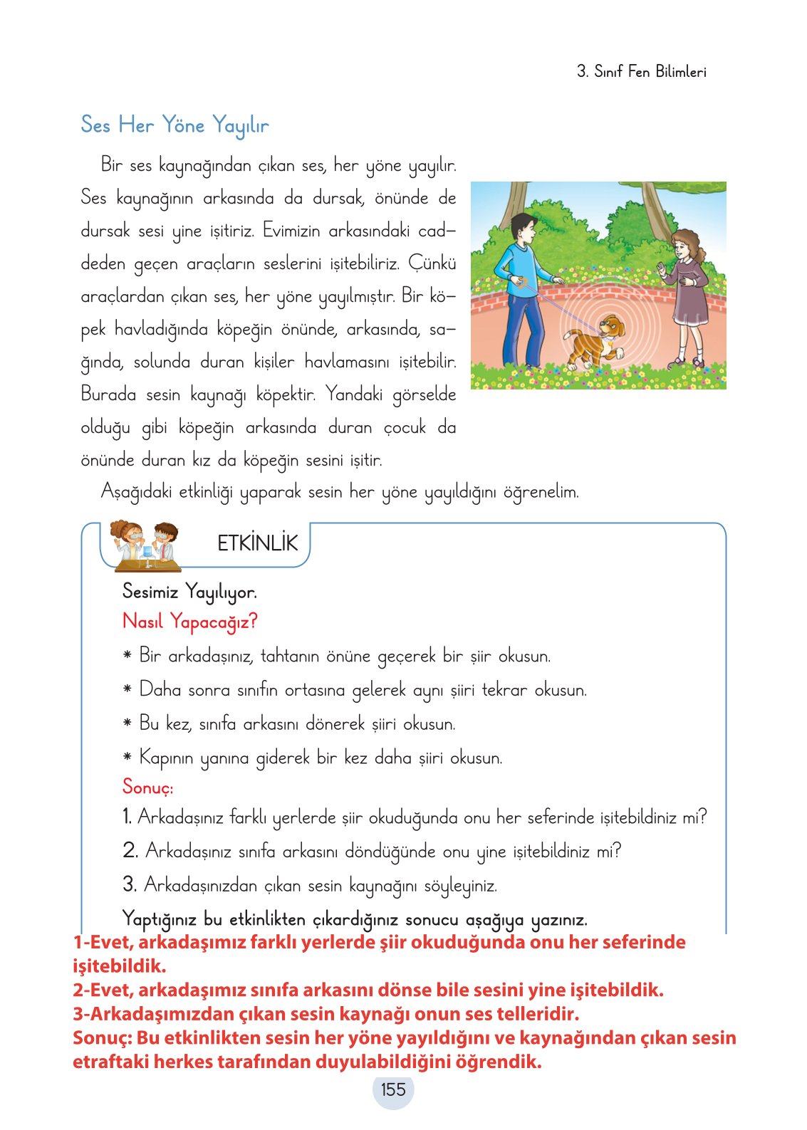 3. Sınıf Fen Bilimleri Cem Yayınları Ders Kitabı Sayfa 155 Cevapları