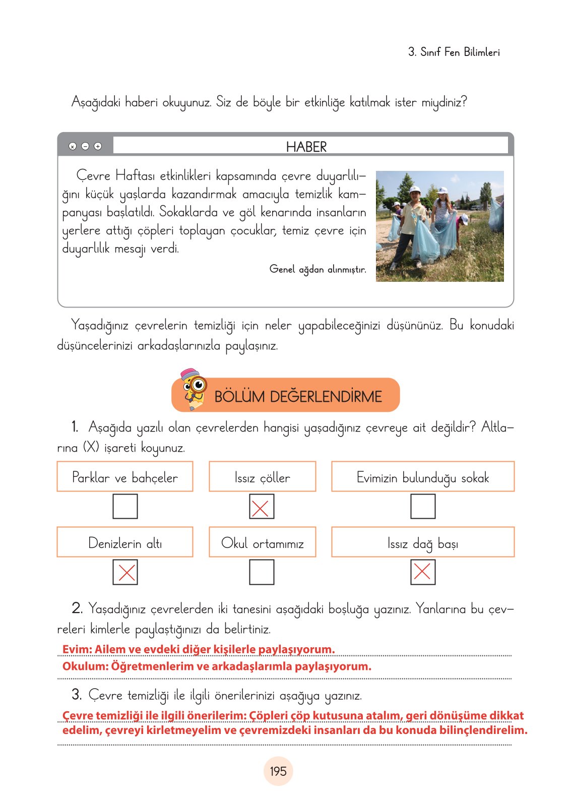 3. Sınıf Fen Bilimleri Cem Yayınları Ders Kitabı Sayfa 195 Cevapları