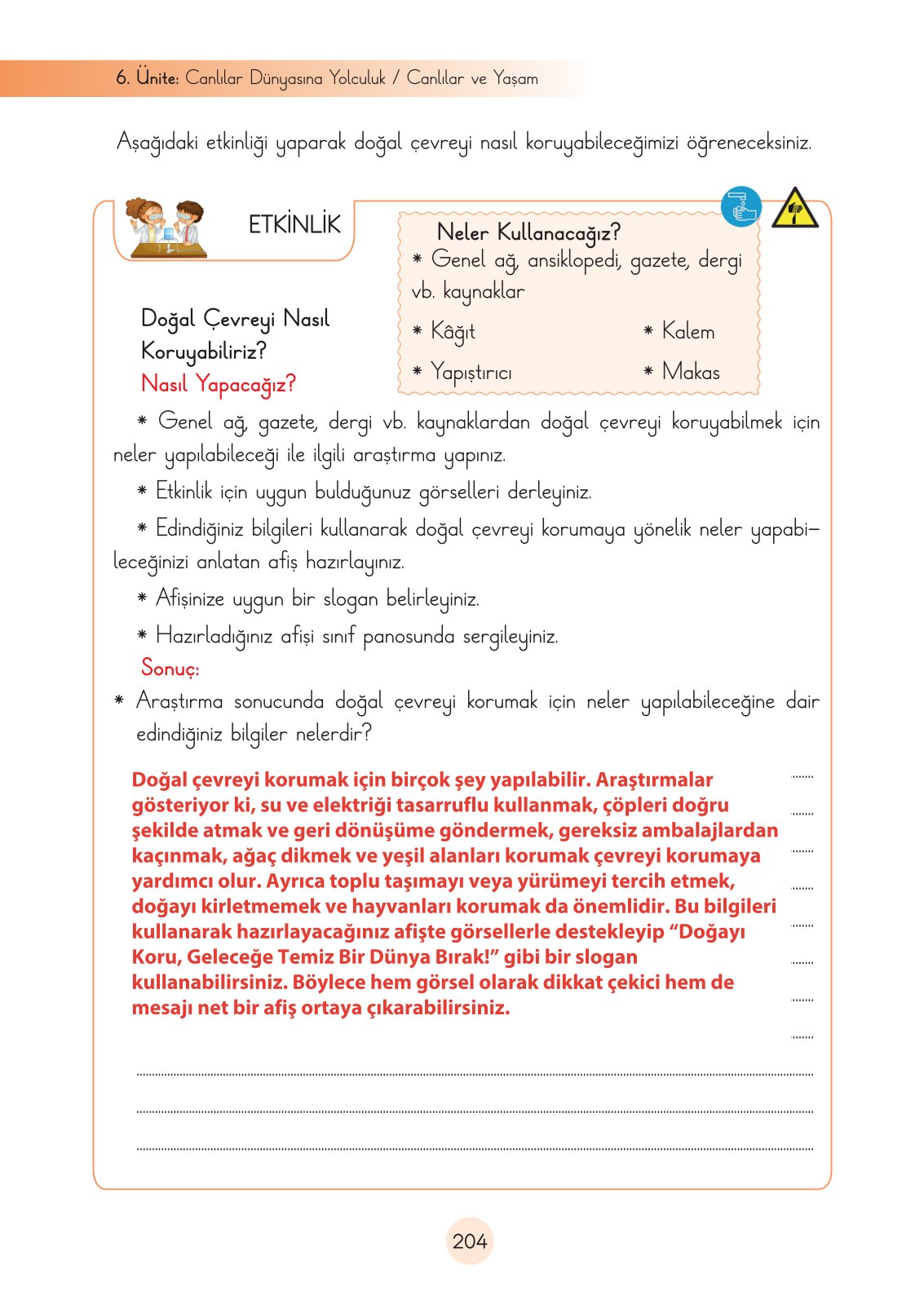 3. Sınıf Fen Bilimleri Cem Yayınları Ders Kitabı Sayfa 204 Cevapları