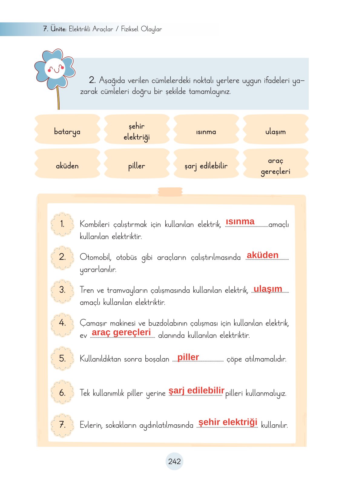 3. Sınıf Fen Bilimleri Cem Yayınları Ders Kitabı Sayfa 242 Cevapları